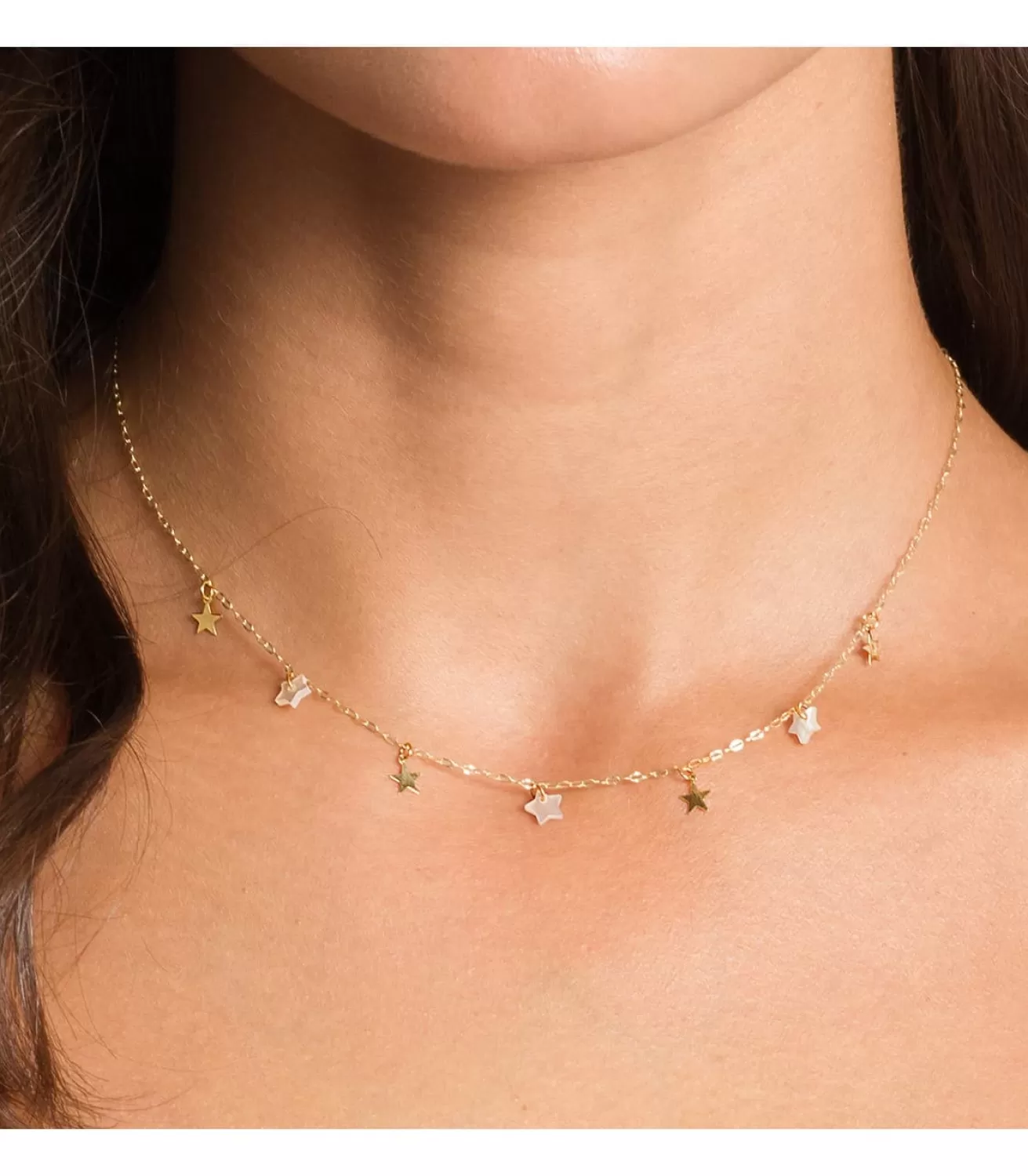 Collar Mujer Estrellitas Nacar Oro Amarillo 18K 40 Cm<Alda Joyeros Cheap