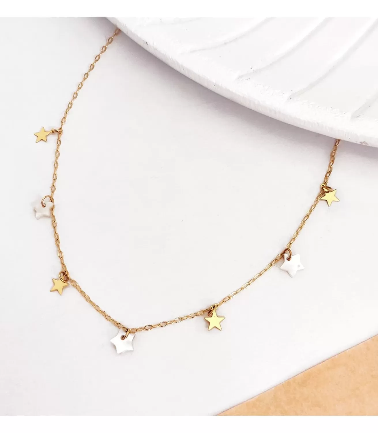 Collar Mujer Estrellitas Nacar Oro Amarillo 18K 40 Cm<Alda Joyeros Cheap