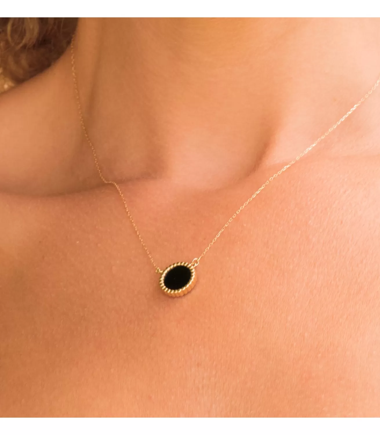 Collar Mujer Oro 18K Black Caviar Dot<Alda Joyeros Online