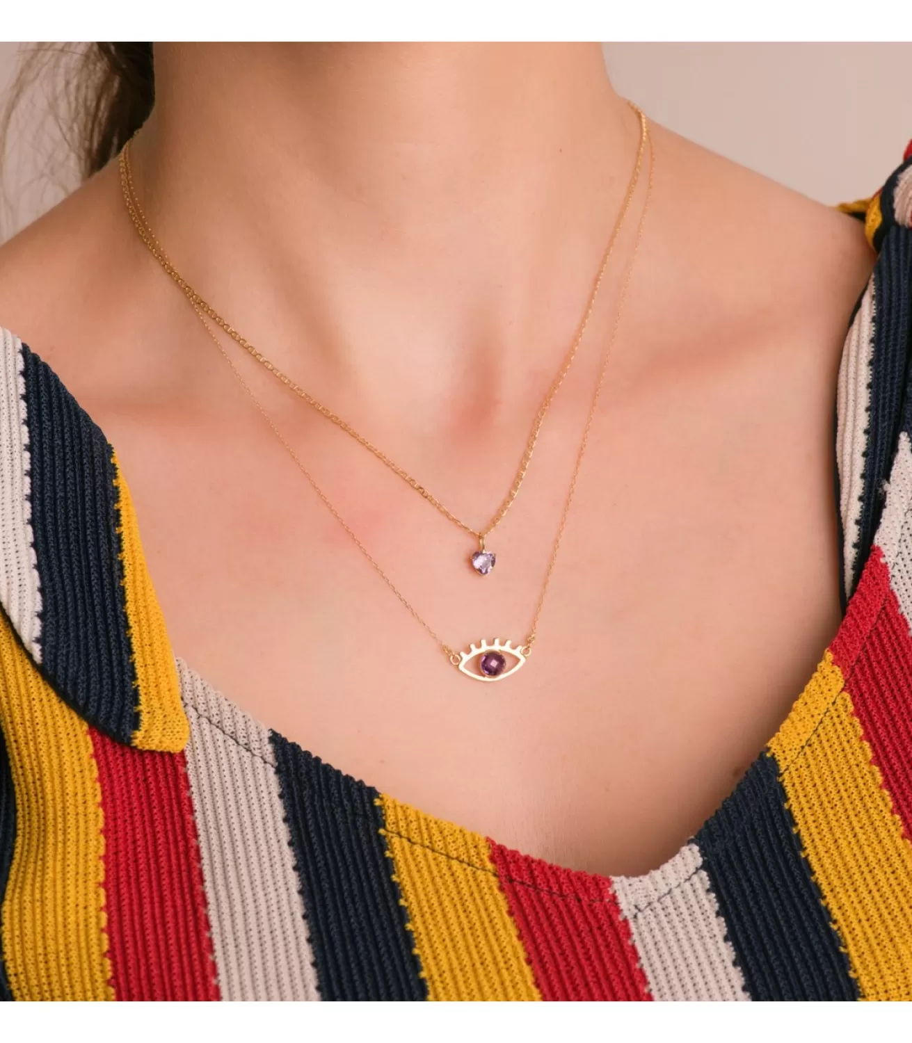 Collar Ojo Turco Oro Amarillo 18K Amatista<Alda Joyeros Clearance