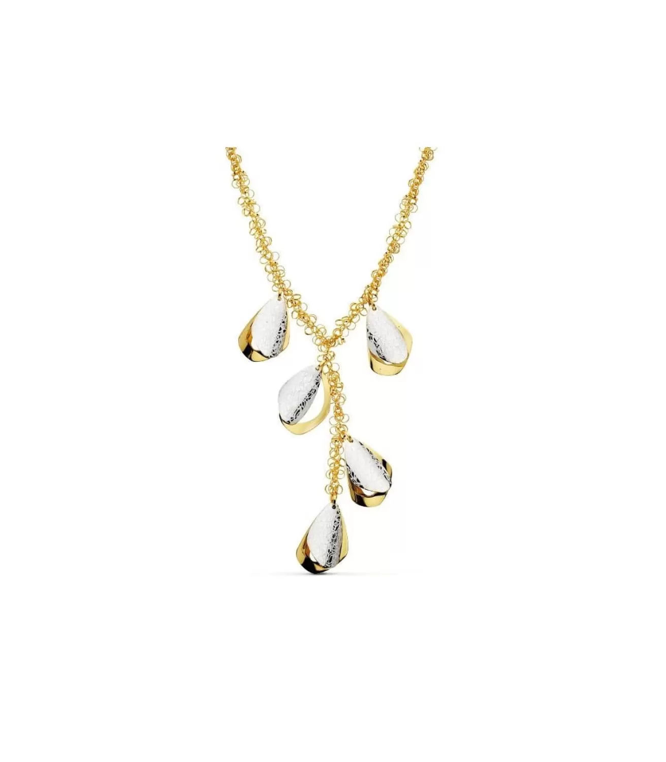 Collar Oro Bicolor 18K Abalorios Hojas<Alda Joyeros Outlet
