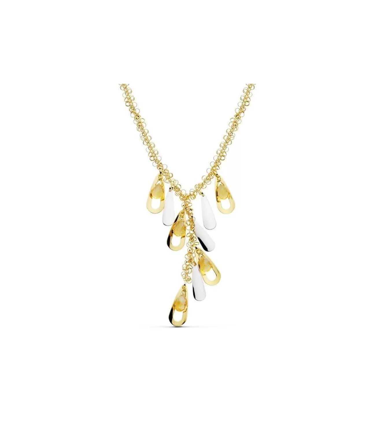 Collar Oro Bicolor 18K Abalorios Piedra<Alda Joyeros Shop