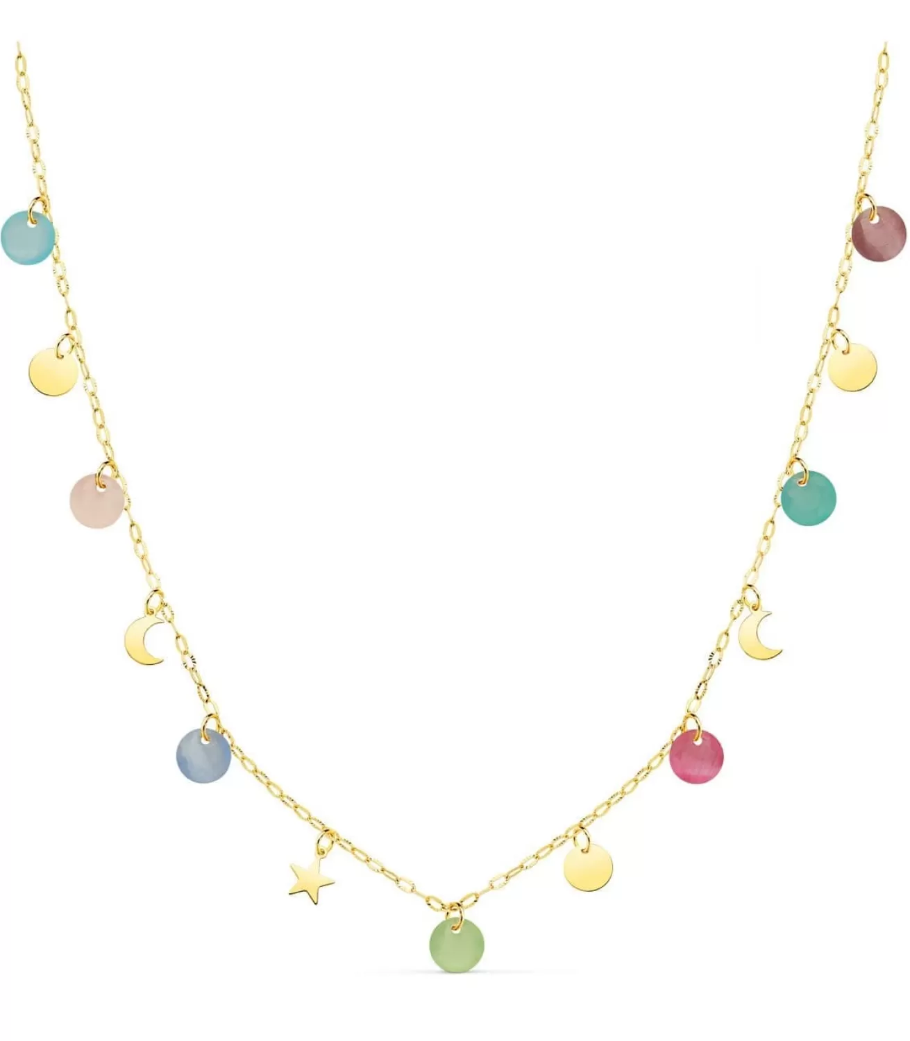 Collar Pastel Oro Amarillo 18K 45 Cm Piedras Color<Alda Joyeros Cheap