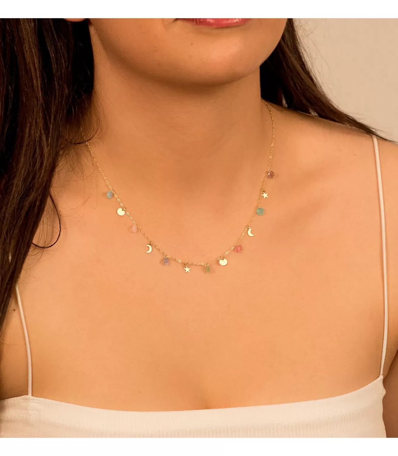Collar Pastel Oro Amarillo 18K 45 Cm Piedras Color<Alda Joyeros Cheap