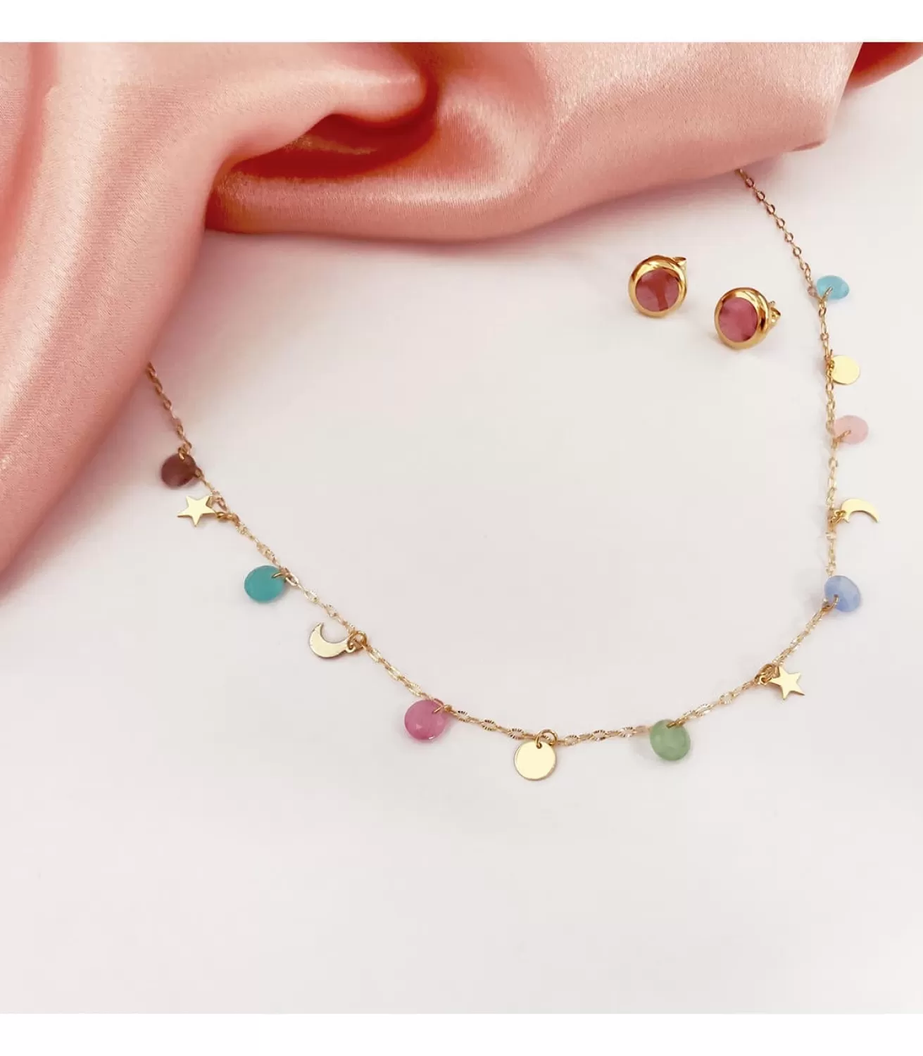Collar Pastel Oro Amarillo 18K 45 Cm Piedras Color<Alda Joyeros Cheap