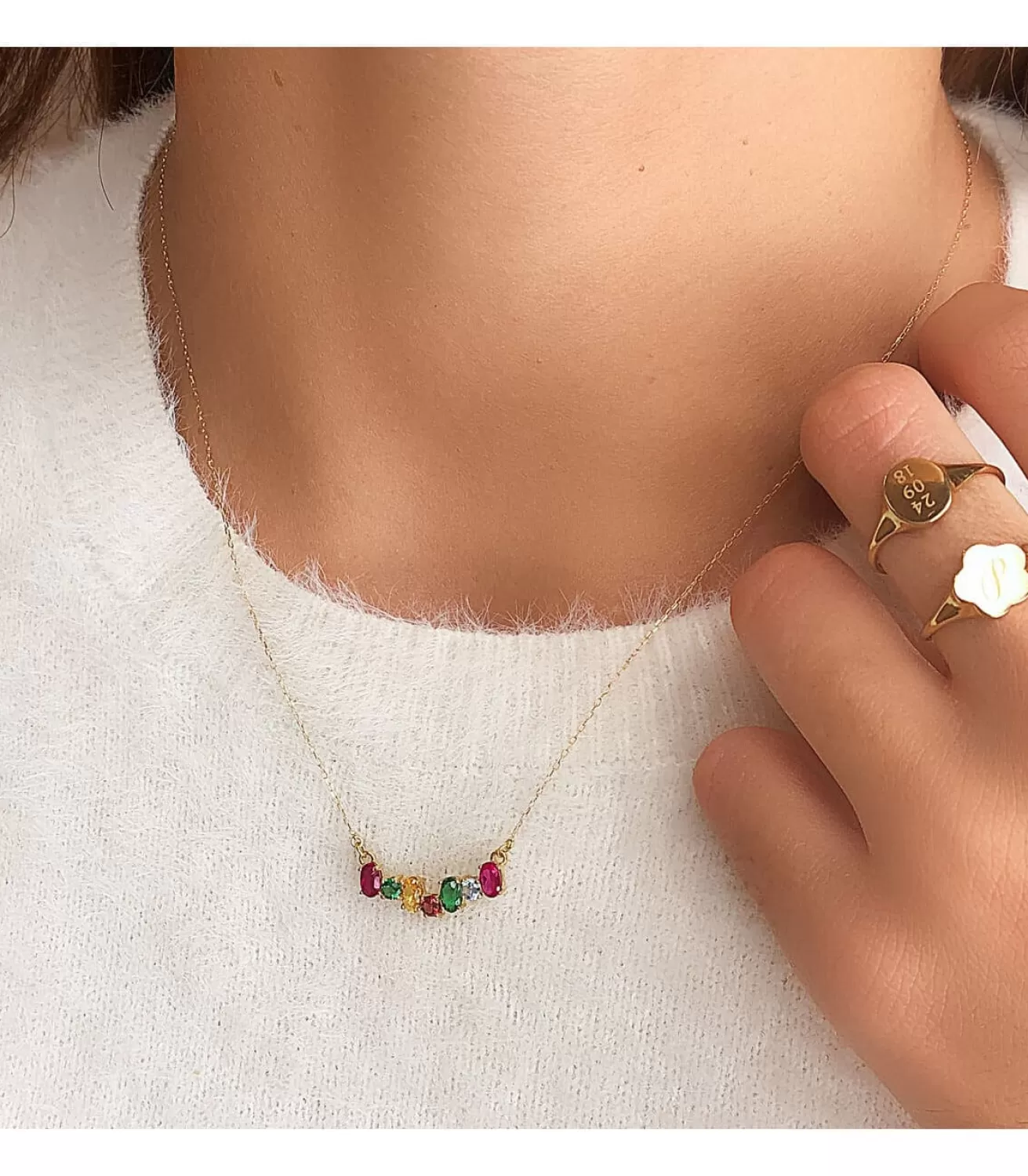 Collar Piedras Multicolor Oro Amarillo 18K<Alda Joyeros Store