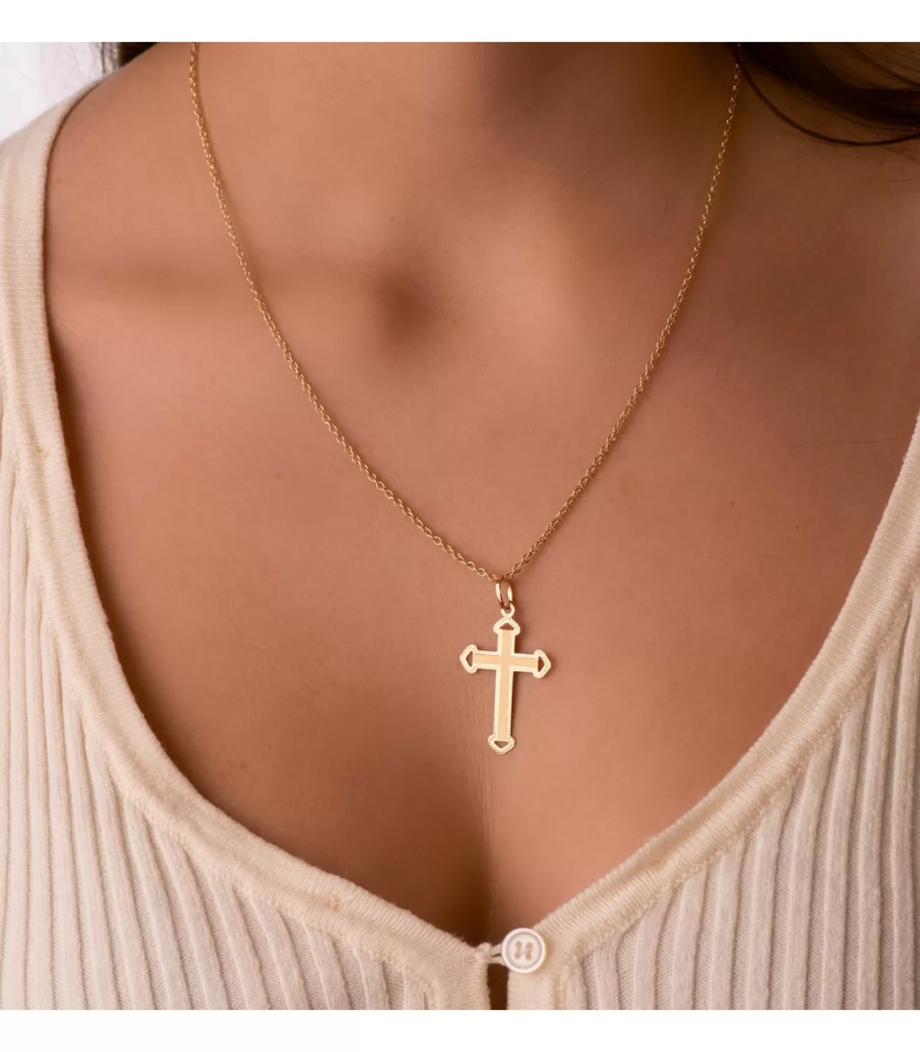 Cruz Calada Diamantada Oro 18K<Alda Joyeros Online