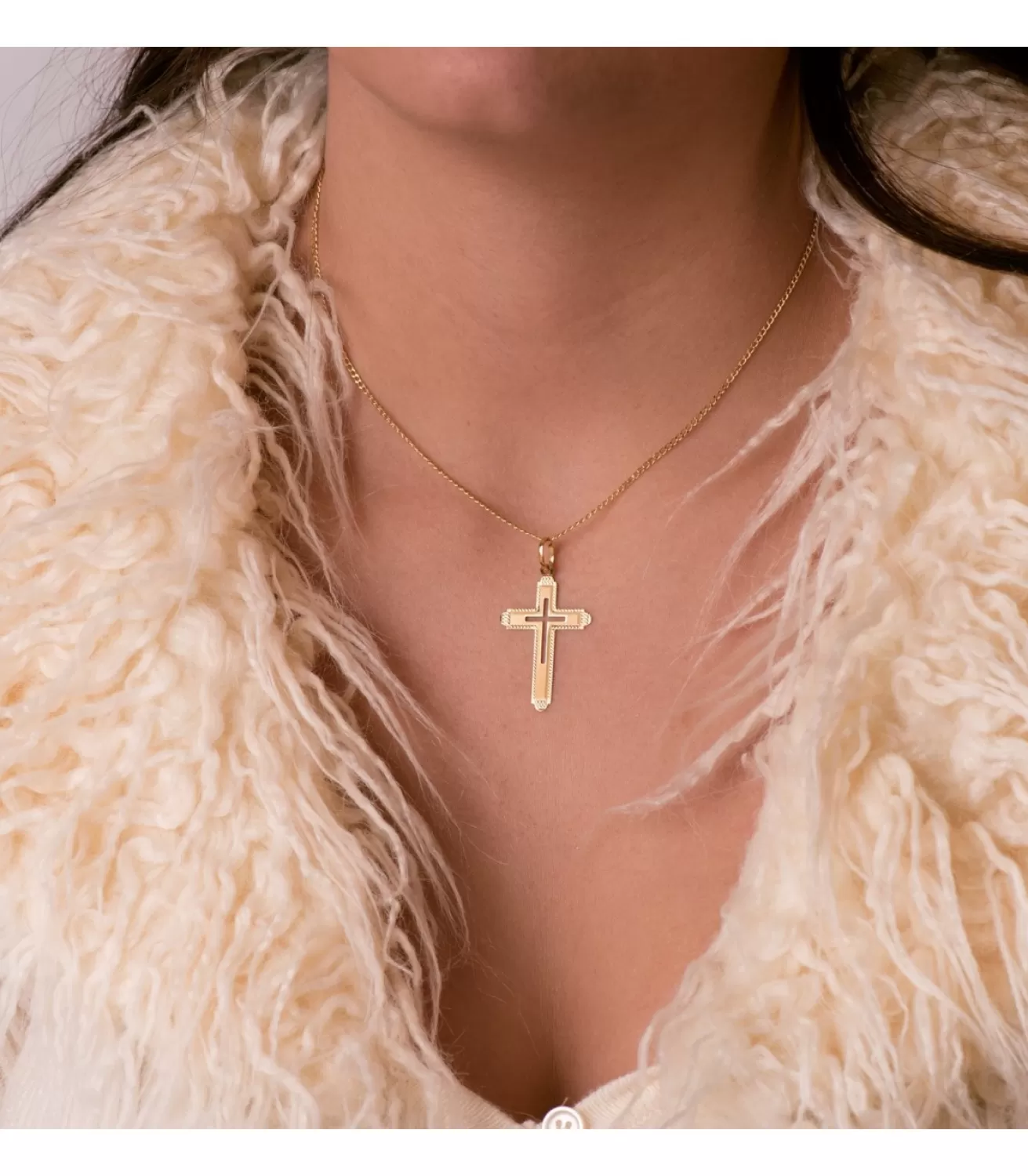 Cruz Calada Oro Amarillo 18 K<Alda Joyeros Hot