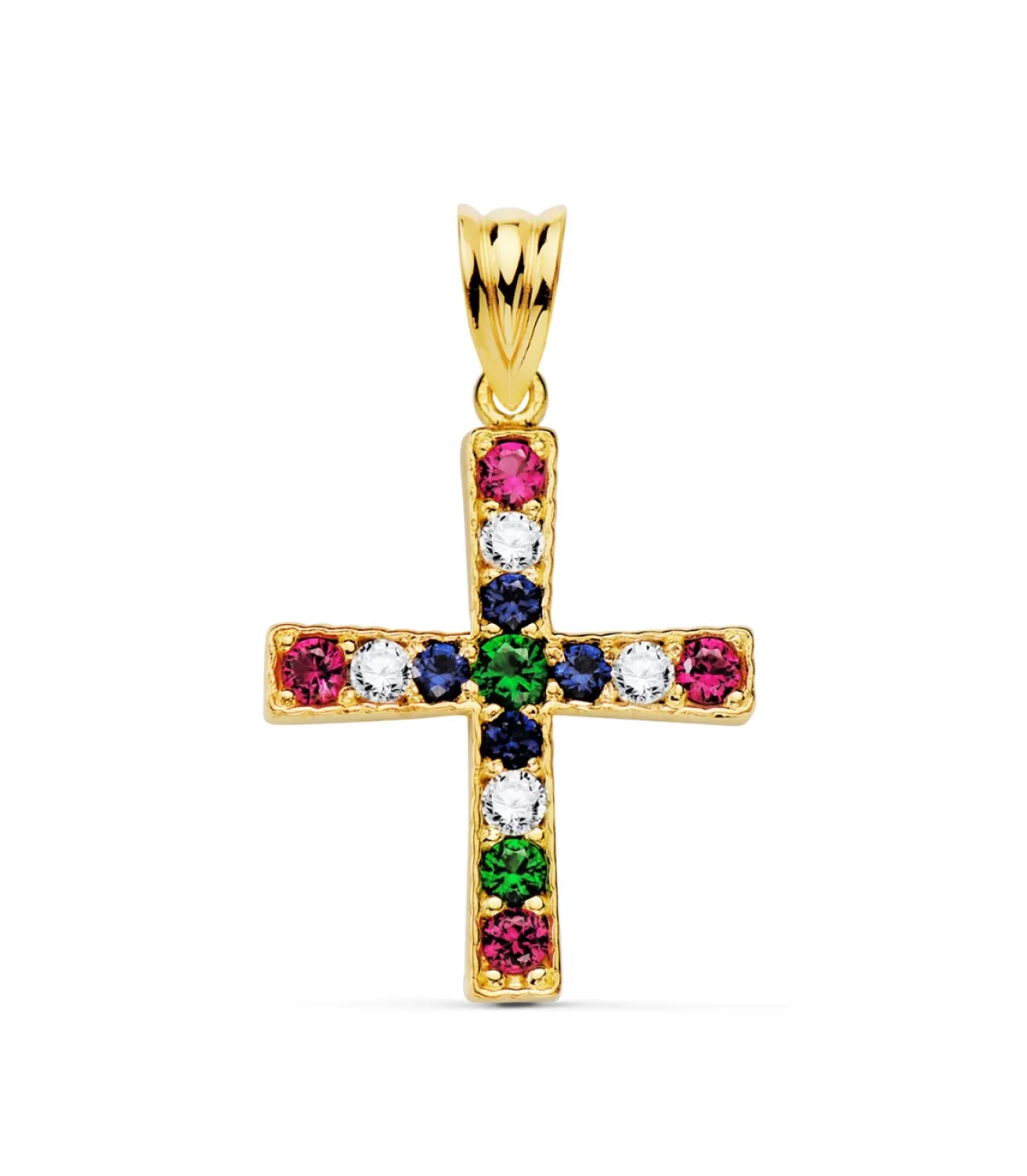 Cruz Circonitas Colores Oro Amarillo 18K<Alda Joyeros Hot