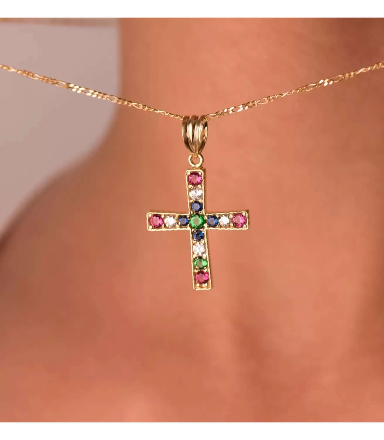 Cruz Circonitas Colores Oro Amarillo 18K<Alda Joyeros Hot