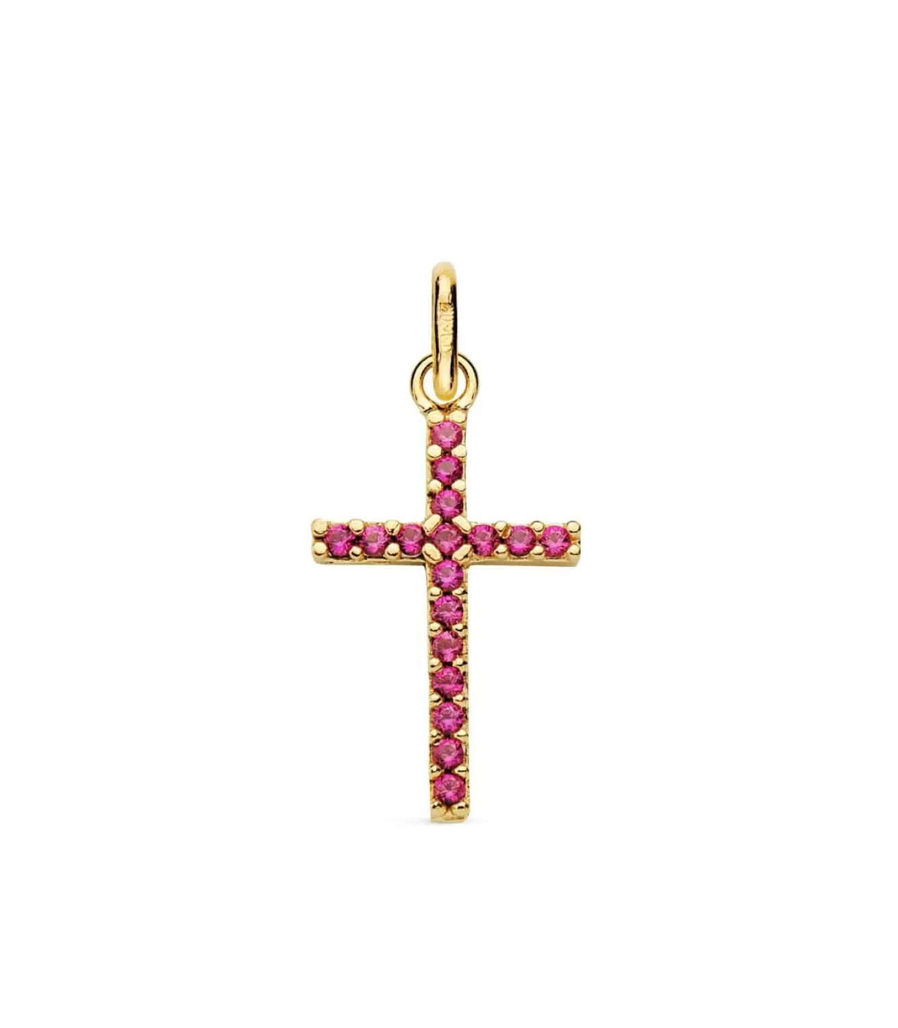 Cruz Circonitas Rosas 18 Ktes<Alda Joyeros Store