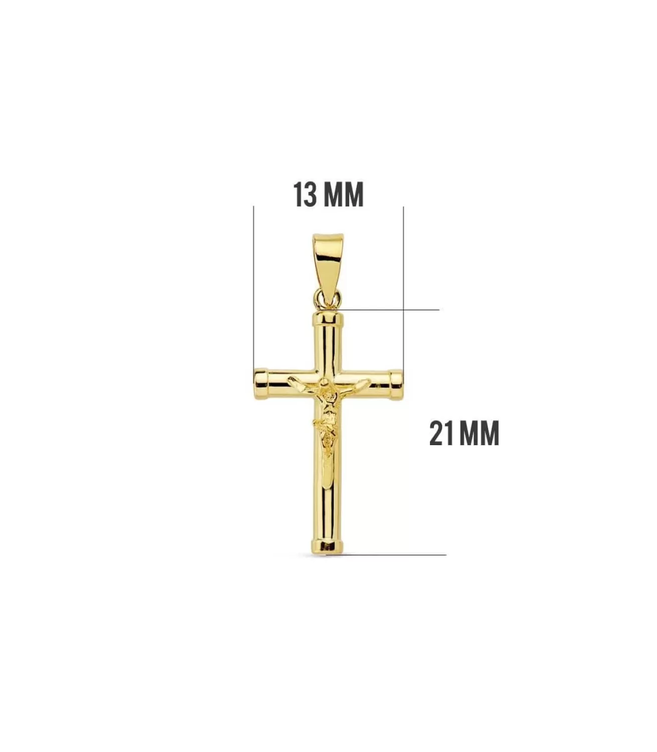 Cruz Cristo Lisa 18 Ktes 21Mm<Alda Joyeros Shop