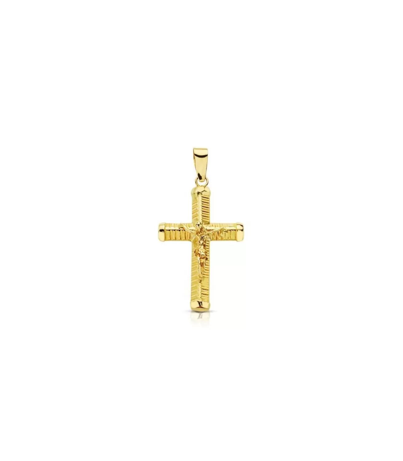 Cruz Cristo Palo Tallado 18 Ktes<Alda Joyeros Shop