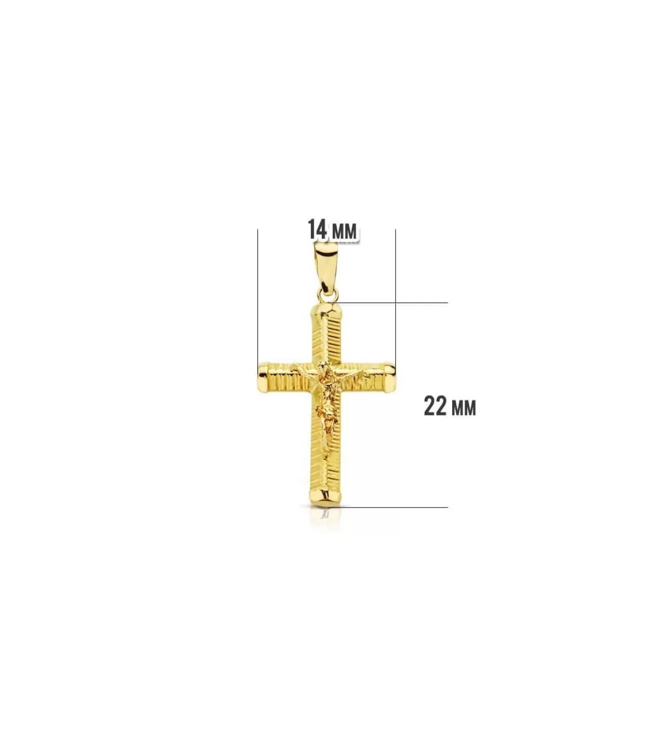 Cruz Cristo Palo Tallado 18 Ktes<Alda Joyeros Shop