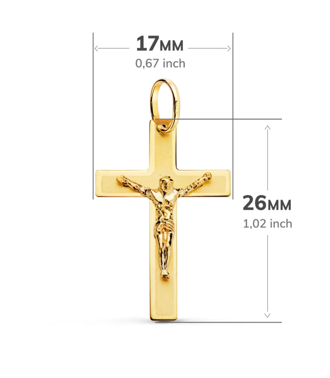 Cruz Cristo Plana Rectangular Oro 18K 26 Mm<Alda Joyeros New