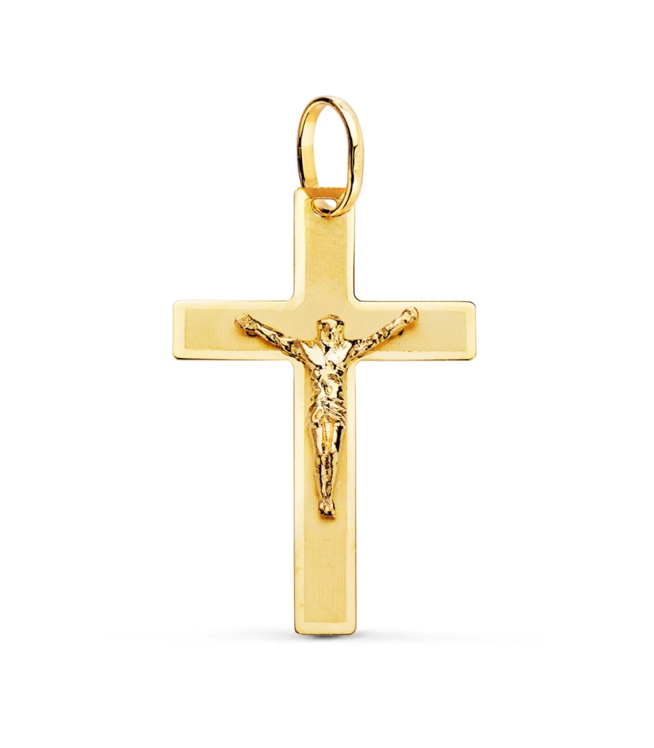 Cruz Cristo Plana Rectangular Oro 18K 29 Mm<Alda Joyeros Shop