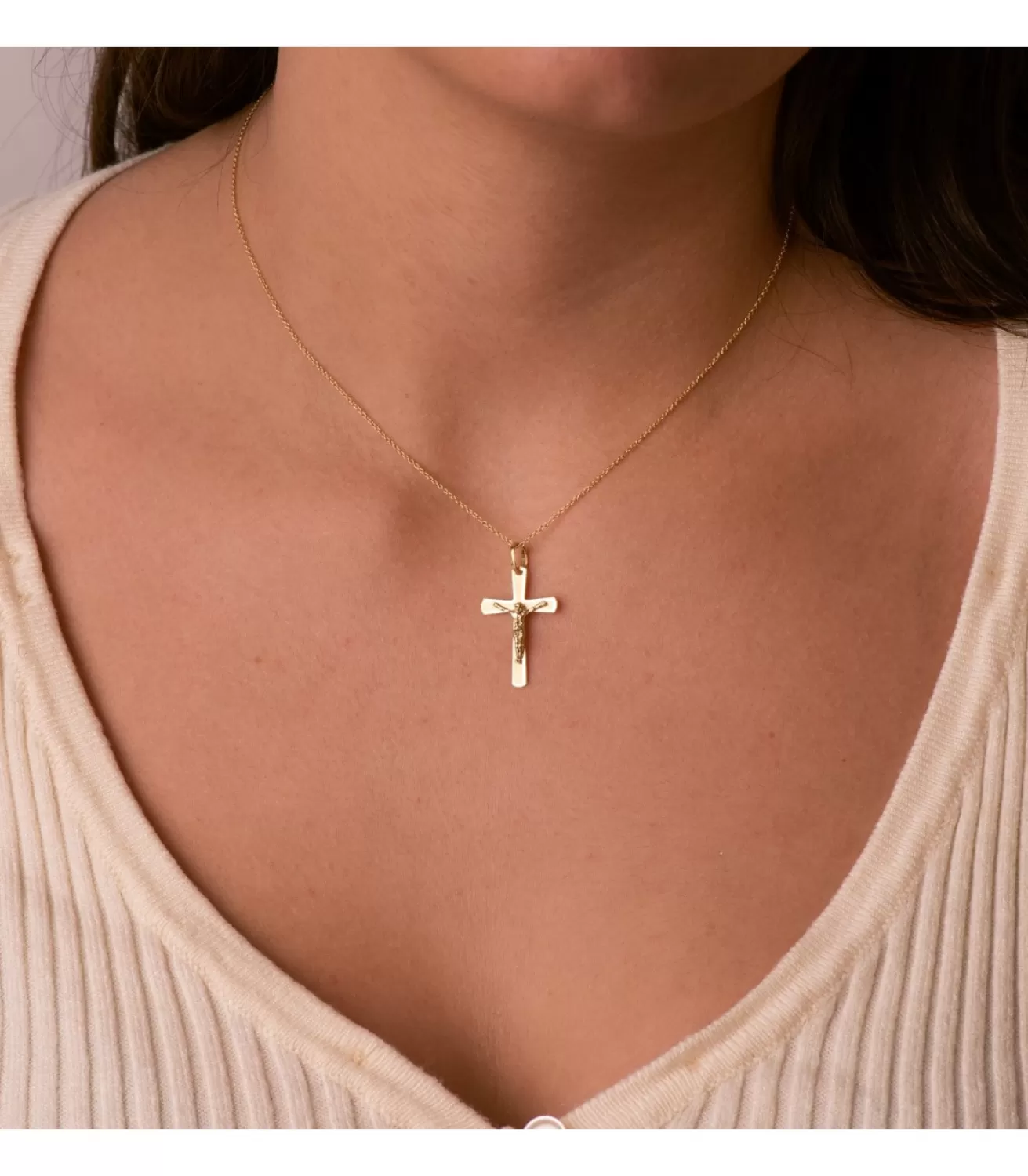Cruz Cristo Plana Redondeada Oro 18K 25 Mm<Alda Joyeros Cheap