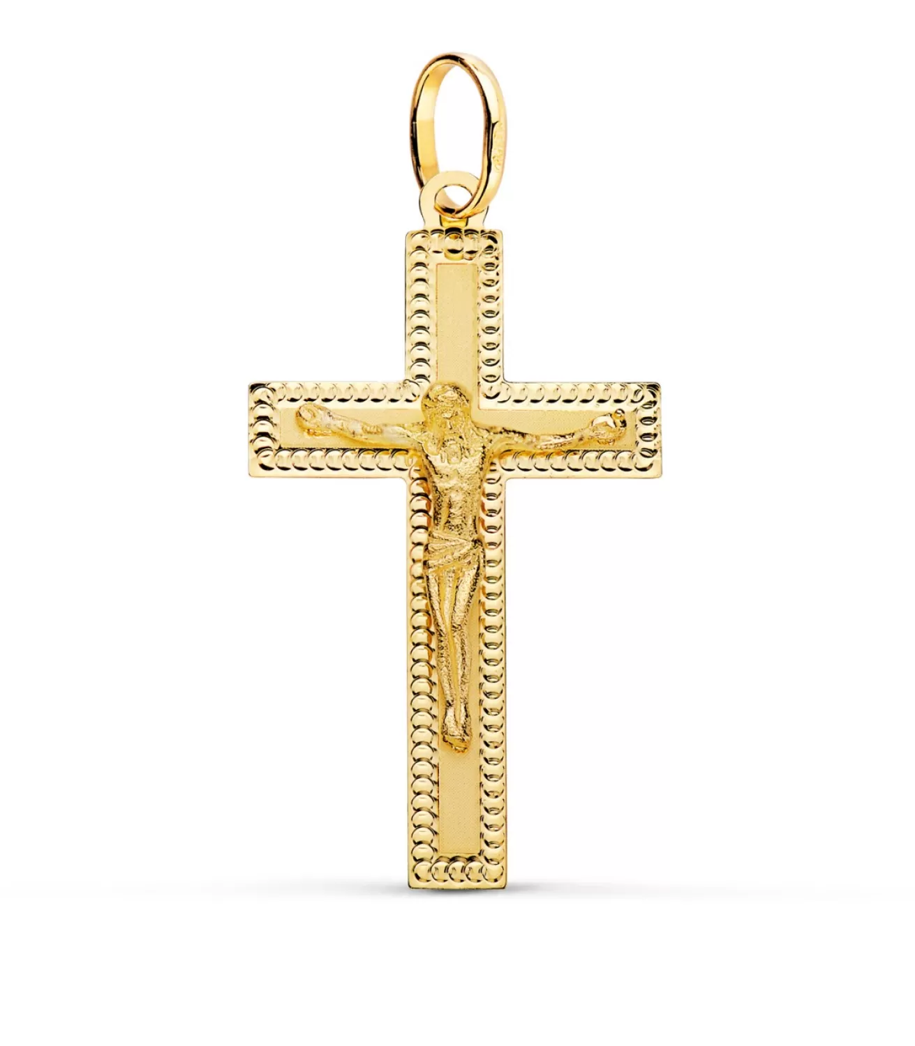 Cruz Cristo Plana Tallada Oro Amarillo 18 K<Alda Joyeros Fashion