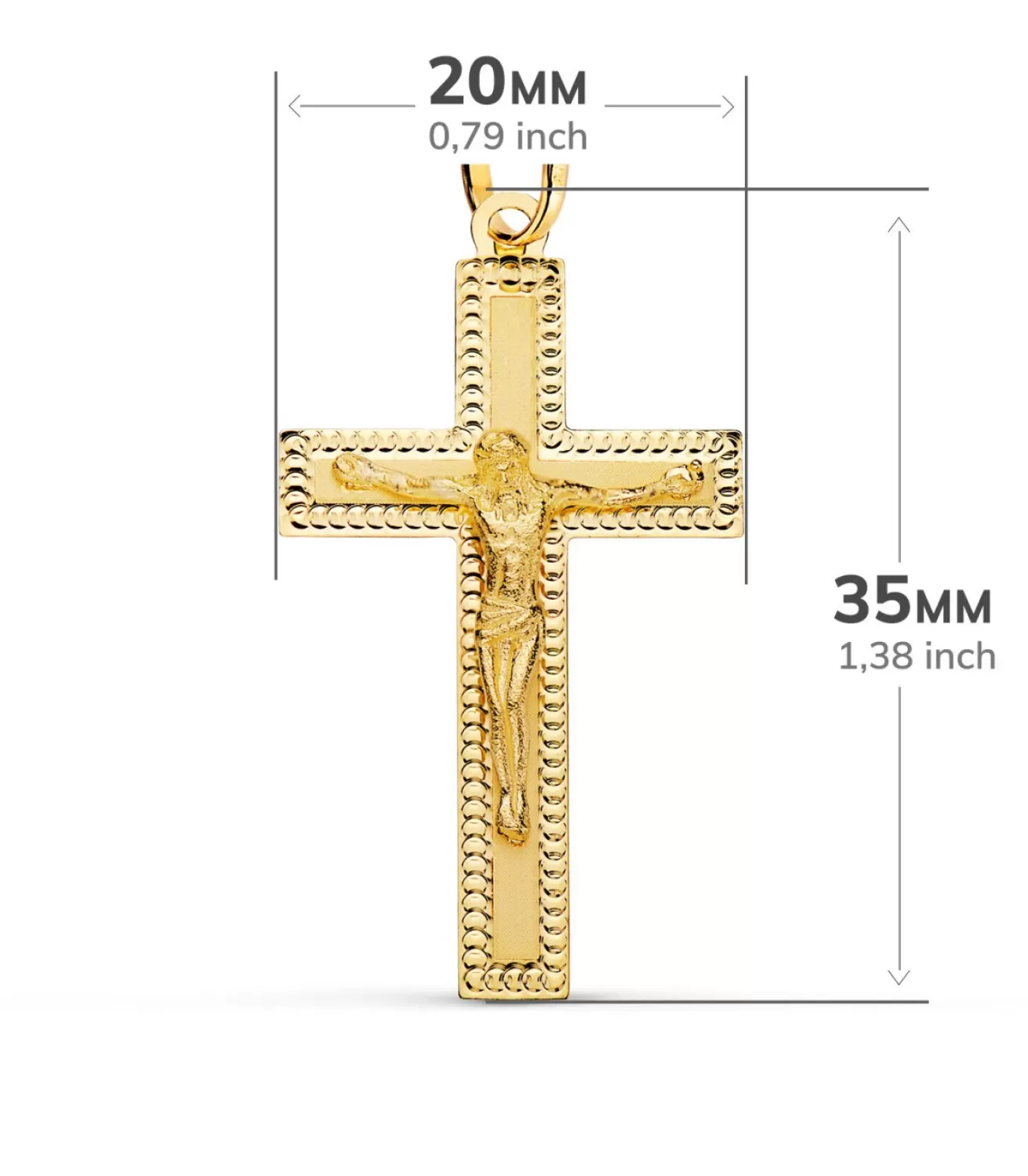 Cruz Cristo Plana Tallada Oro Amarillo 18 K<Alda Joyeros Fashion