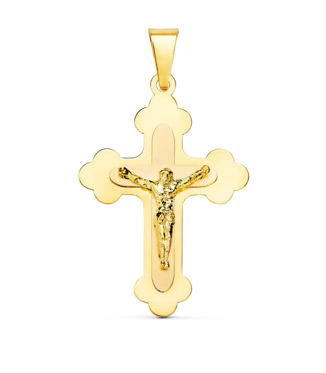 Cruz Cristo Trilobulada Oro Amarillo 18 Kilates 32 Mm<Alda Joyeros Cheap