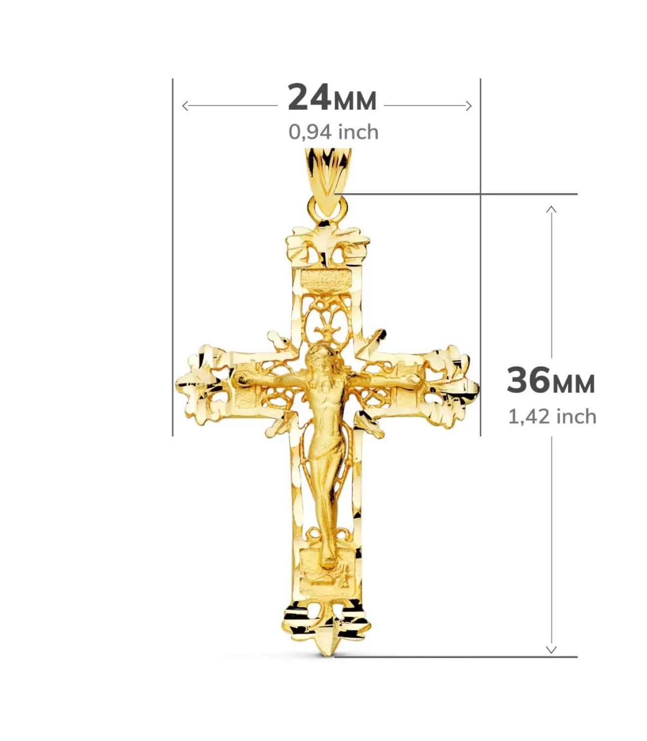 Cruz Filigrana Cristo Oro Amarillo 18K 36Mm<Alda Joyeros Clearance