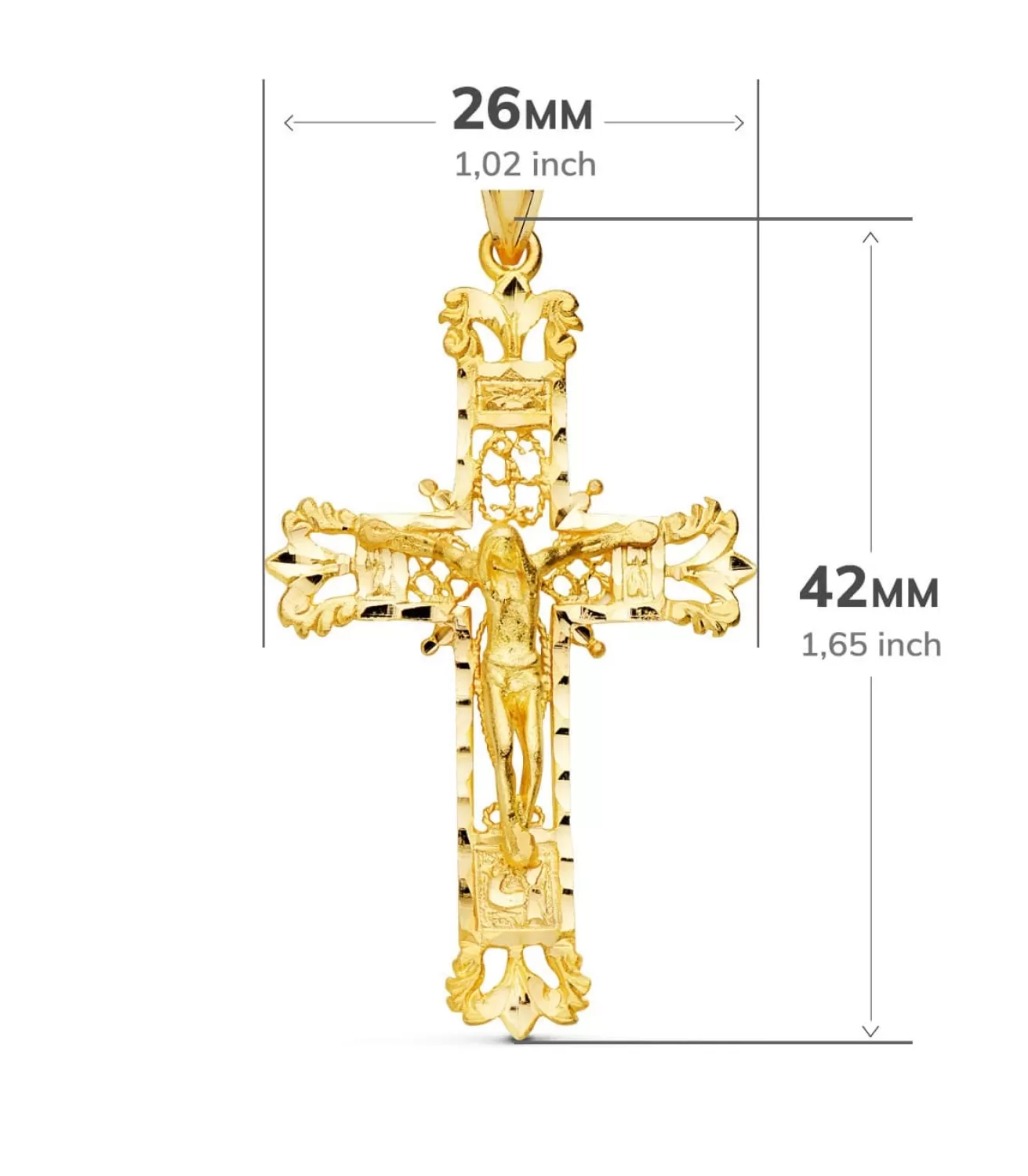 Cruz Filigrana Cristo Oro Amarillo 18K 42Mm<Alda Joyeros Shop