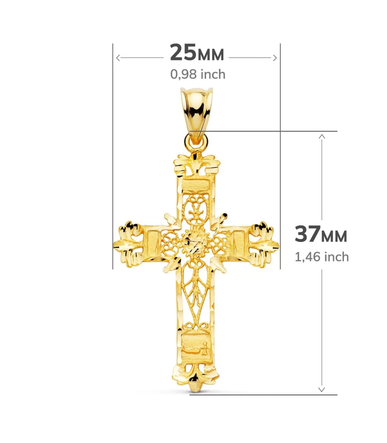 Cruz Filigrana Oro Amarillo 18K 37Mm<Alda Joyeros Shop