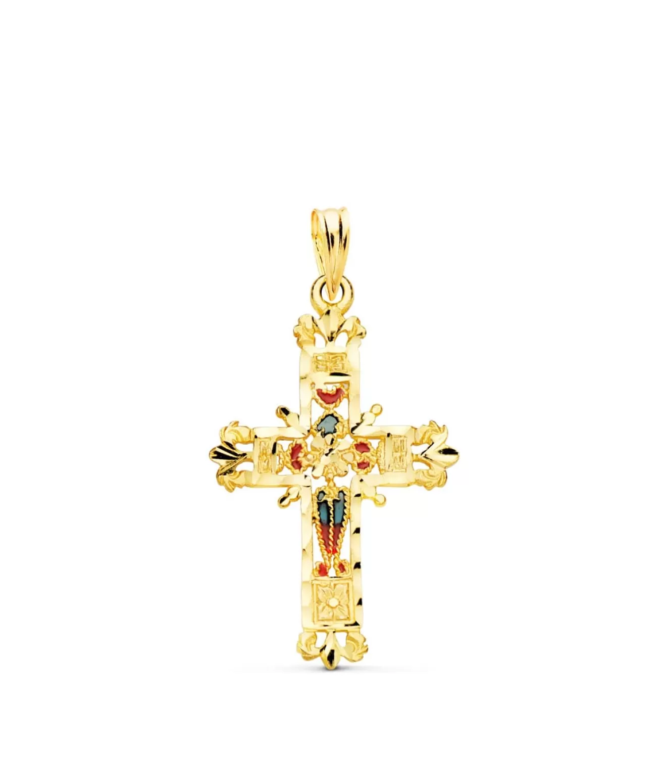 Cruz Filigrana Vidriera Oro Amarillo 18K 30Mm<Alda Joyeros Store