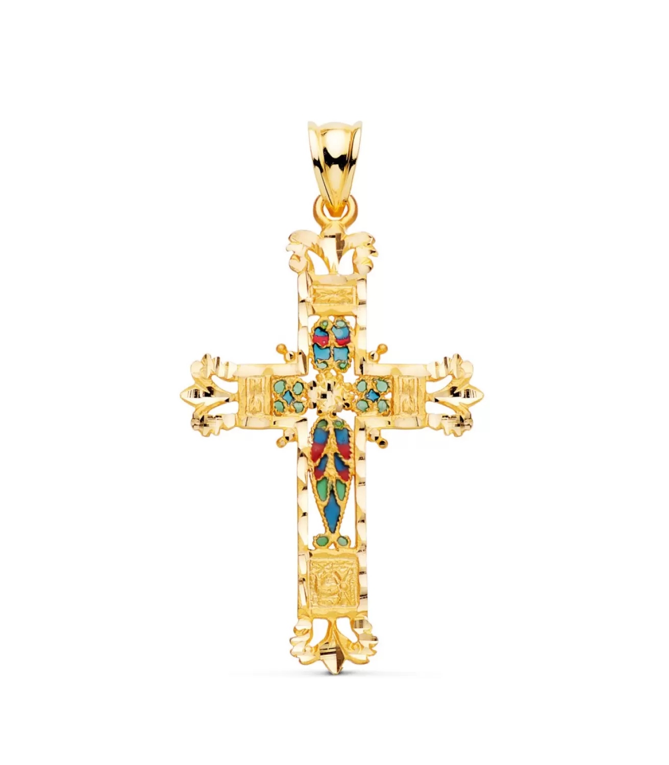 Cruz Filigrana Vidriera Oro Amarillo 18K 40Mm<Alda Joyeros Fashion
