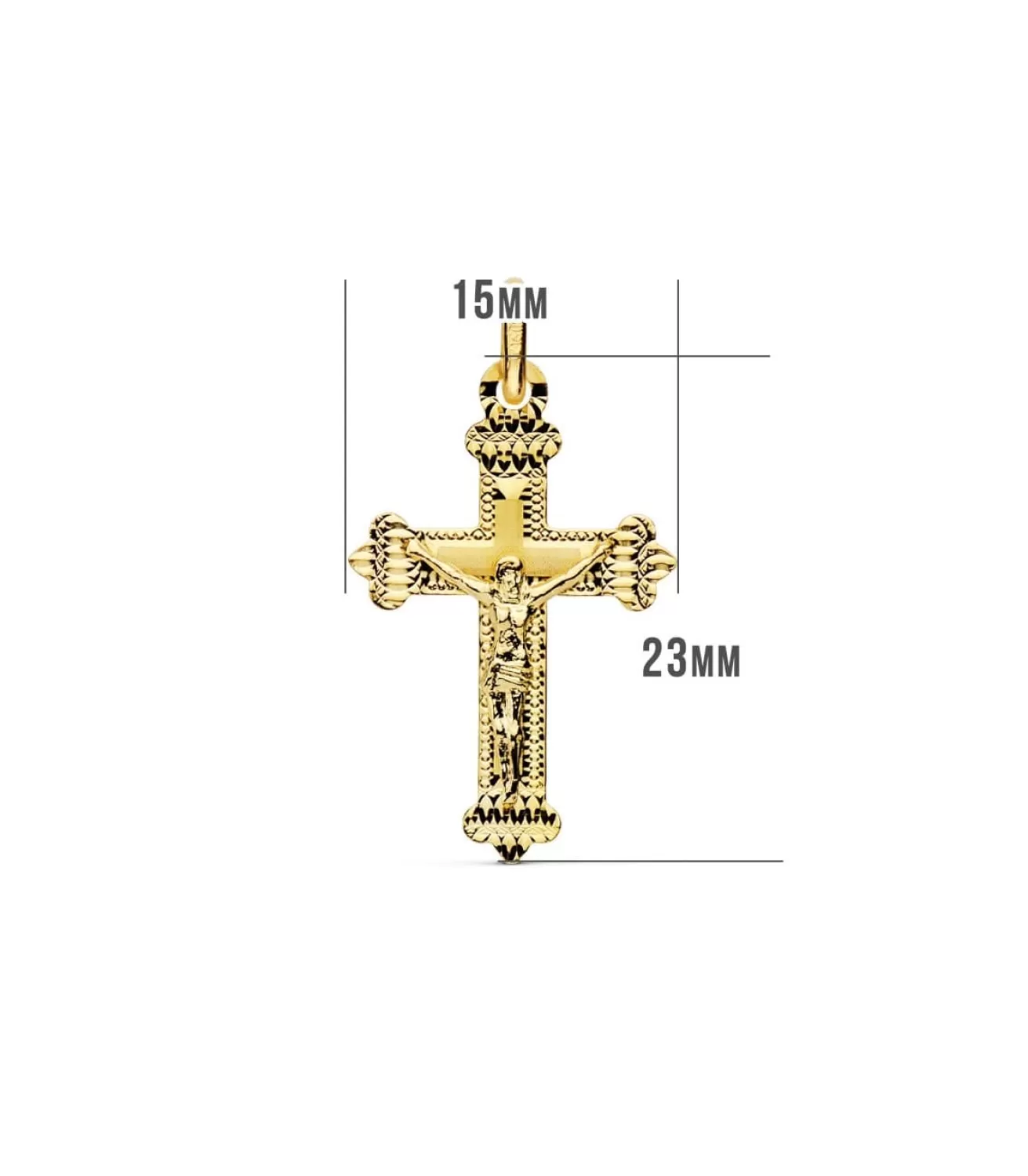 Cruz Irregular Cristo De Oro Amarillo 18K 23 Mm Laser<Alda Joyeros Outlet