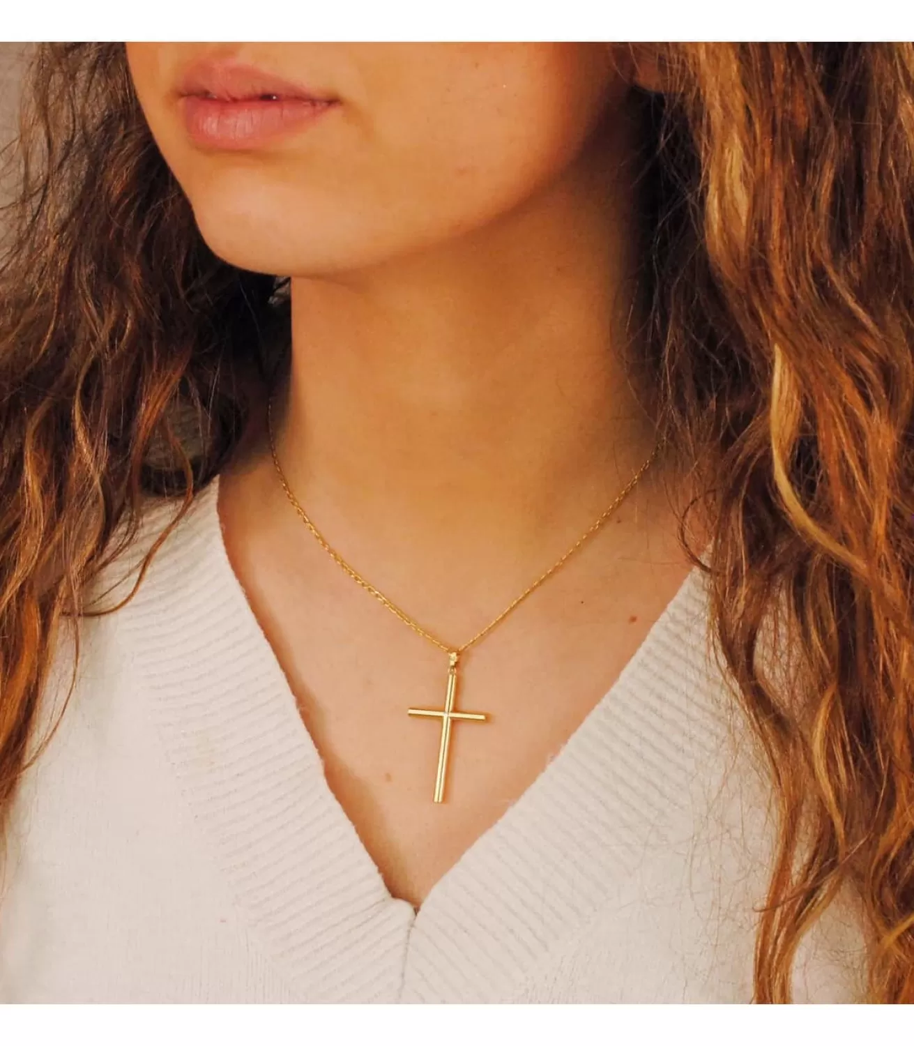 Cruz Lisa De Oro Amarillo 18 K 38 Mm<Alda Joyeros Fashion