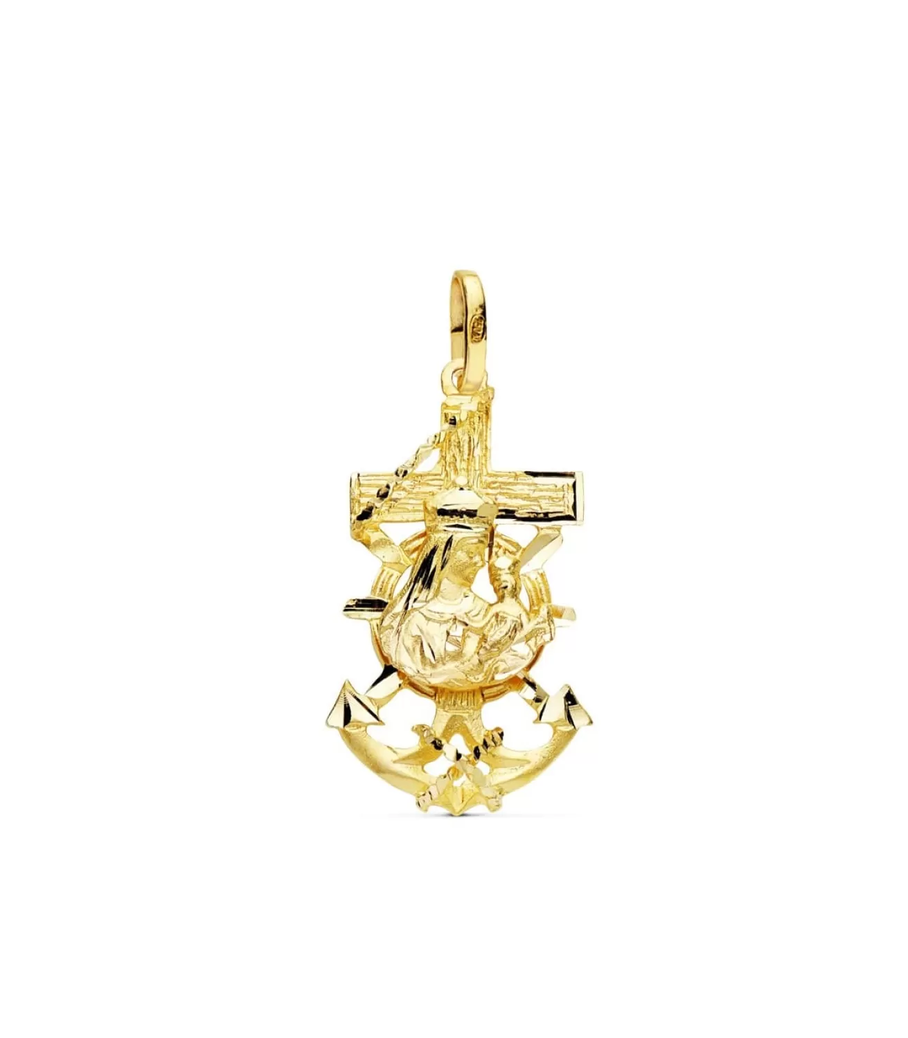 Cruz Marinera Virgen Del Carmen Oro 18K 25 Mm<Alda Joyeros Best Sale