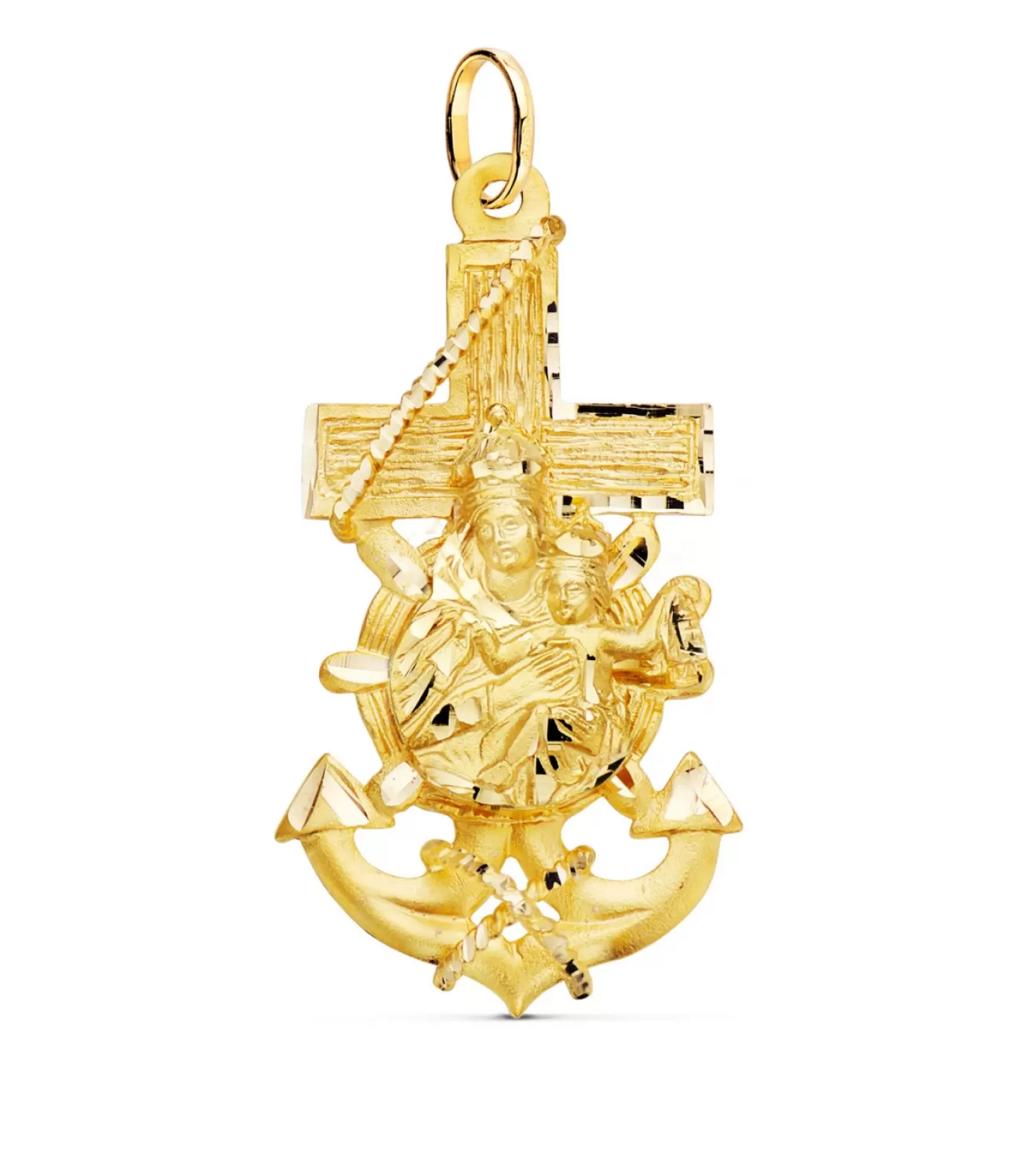 Cruz Marinera Virgen Del Carmen Oro 18K 47Mm<Alda Joyeros Shop