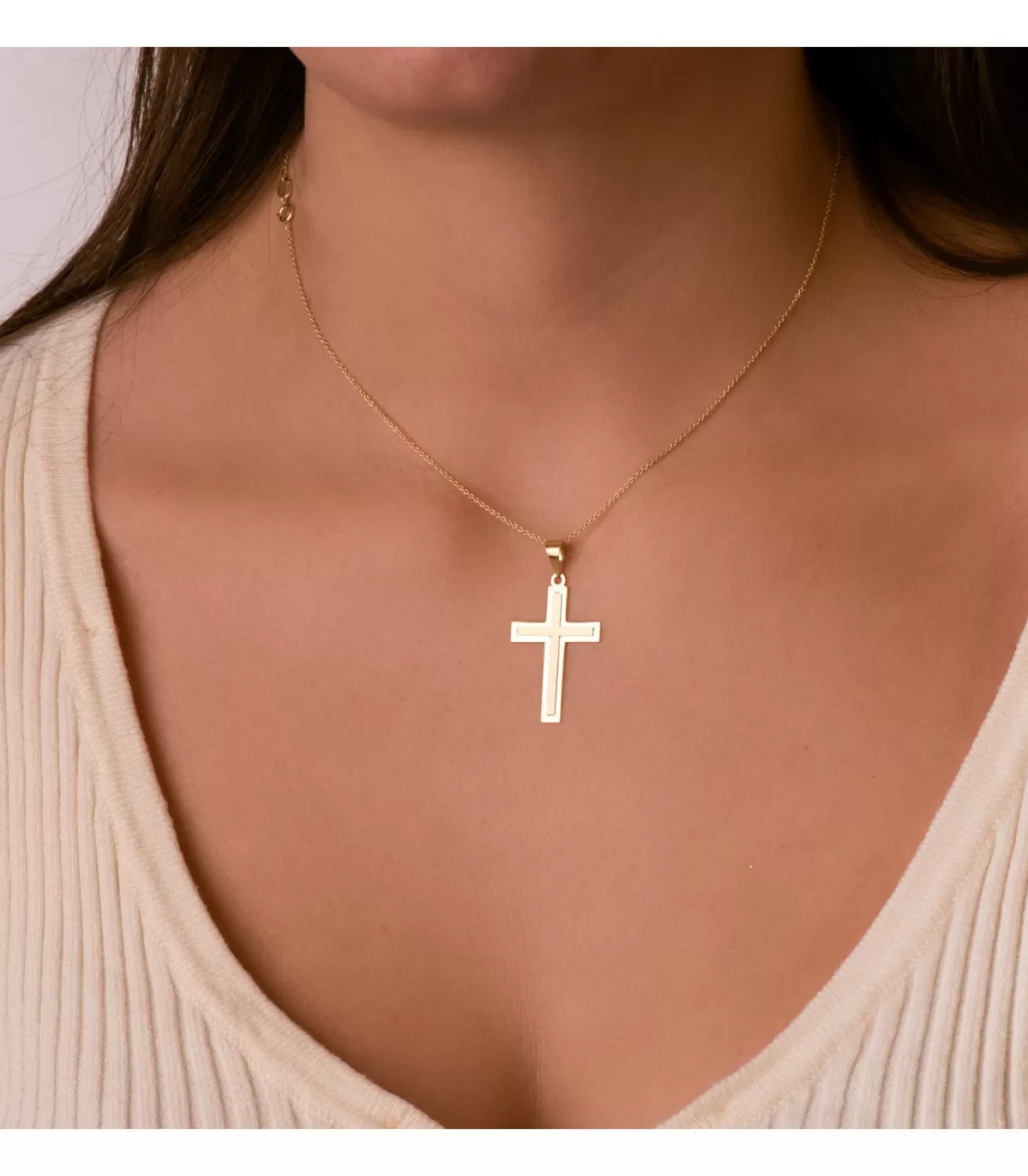 Cruz Oro 18 K Rectangular Plana<Alda Joyeros Best Sale