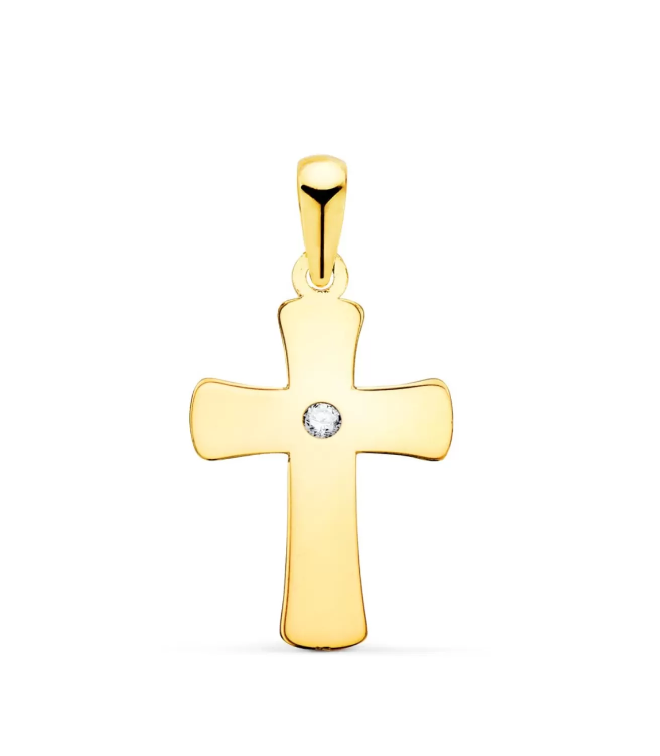 Cruz Plana Circonita Oro Amarillo 18 Kilates 20 Mm<Alda Joyeros Cheap