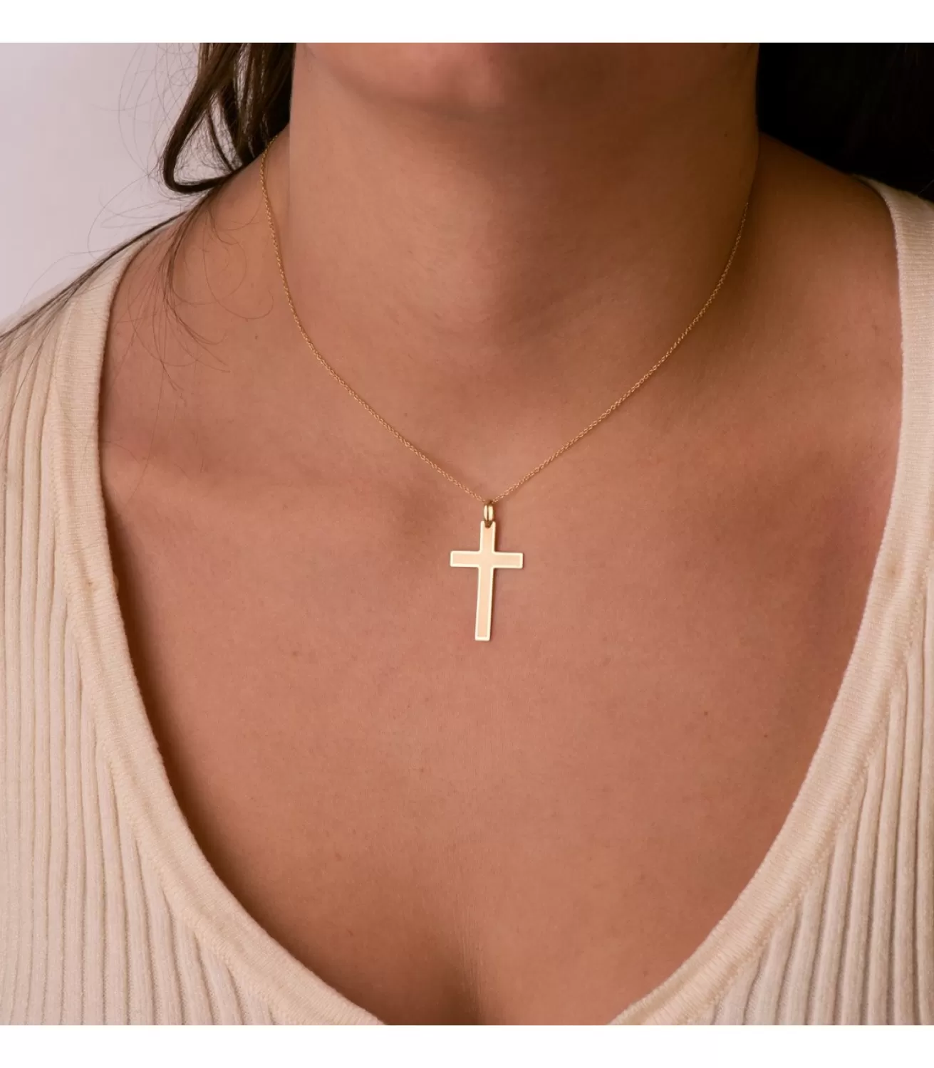 Cruz Plana Rectangular Oro 18K 29 Mm<Alda Joyeros Best