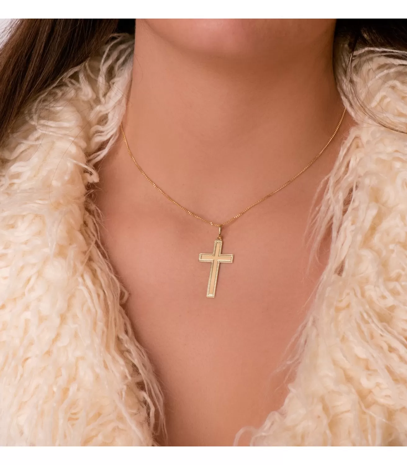 Cruz Plana Tallada Oro Amarillo 18 K<Alda Joyeros Cheap