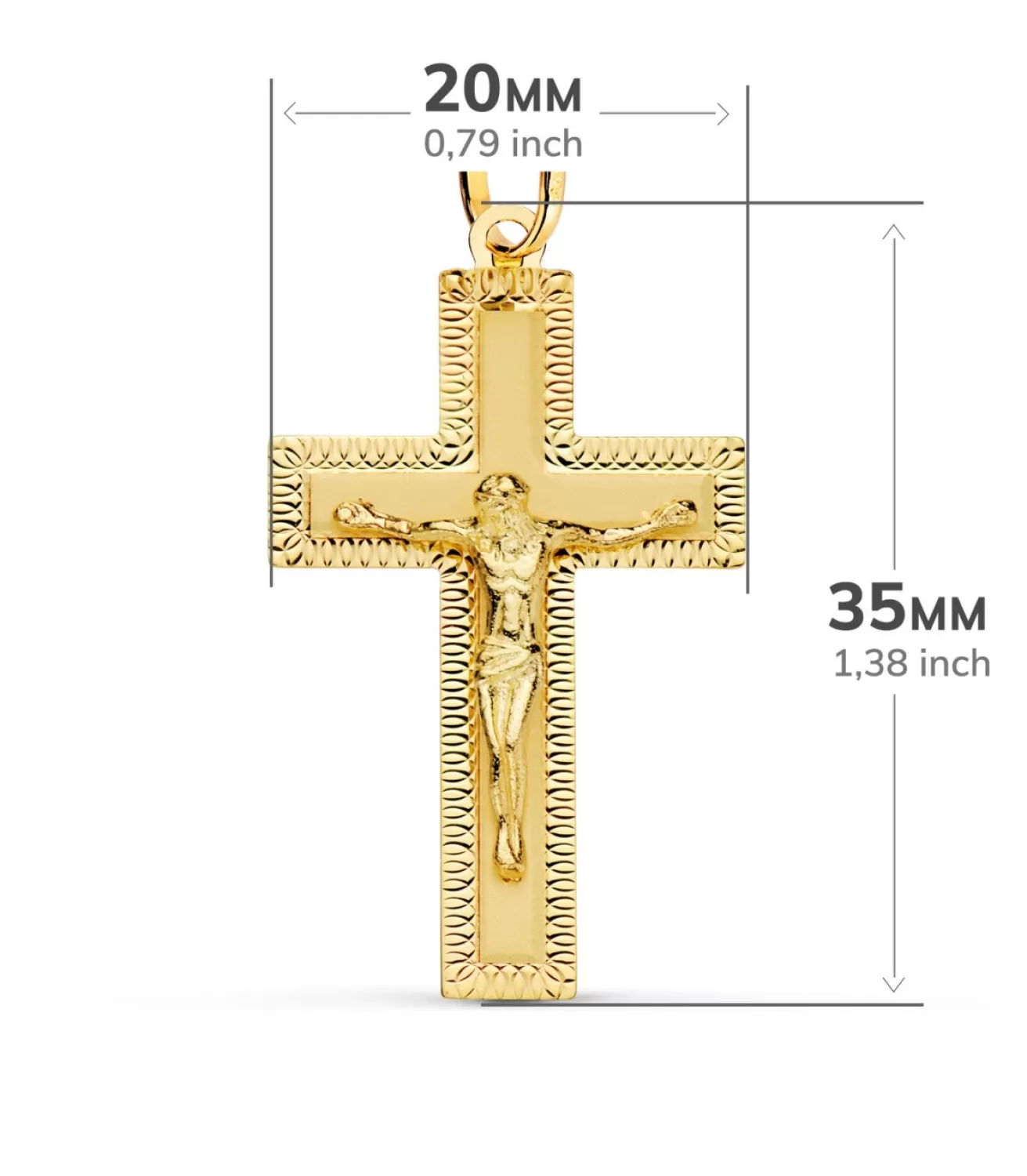 Cruz Rectangular Cristo Oro 18 Ktes Tallada<Alda Joyeros Fashion