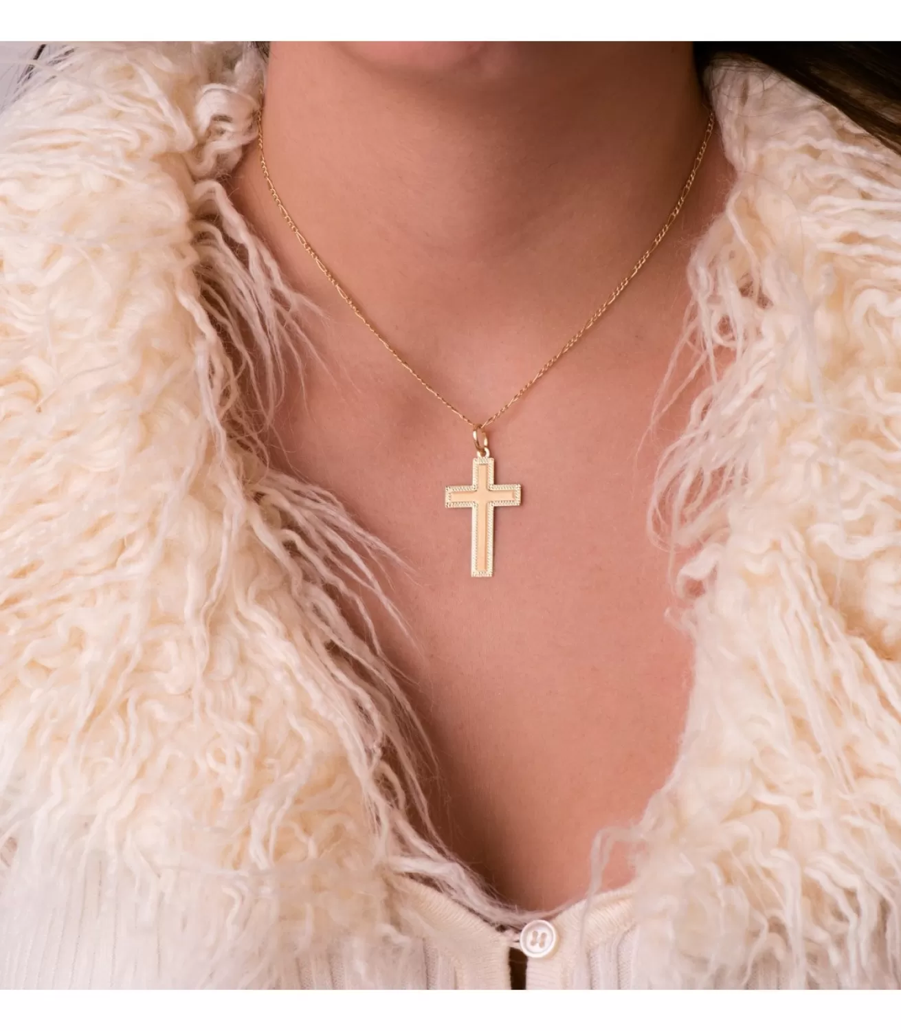 Cruz Rectangular Oro 18 Ktes Tallada<Alda Joyeros Sale