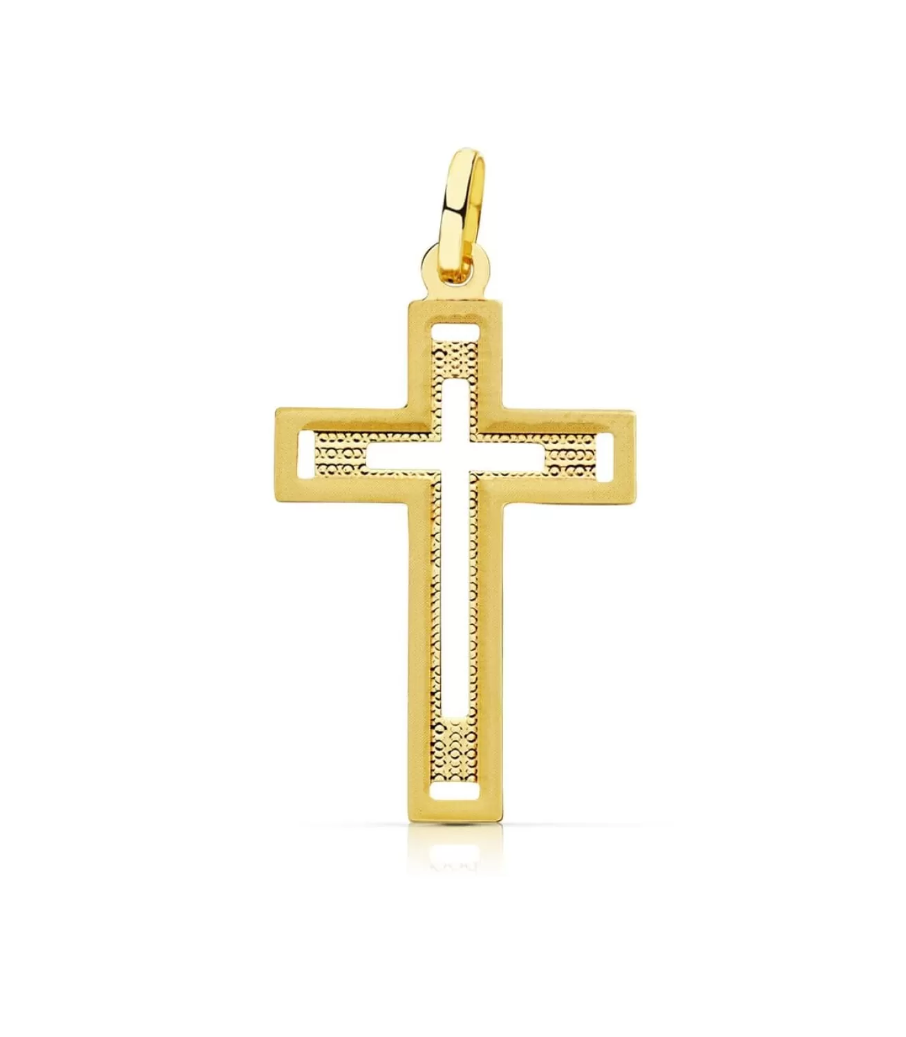 Cruz Tallada Diamantada Oro Amarillo 18 K 25 Mm<Alda Joyeros Best
