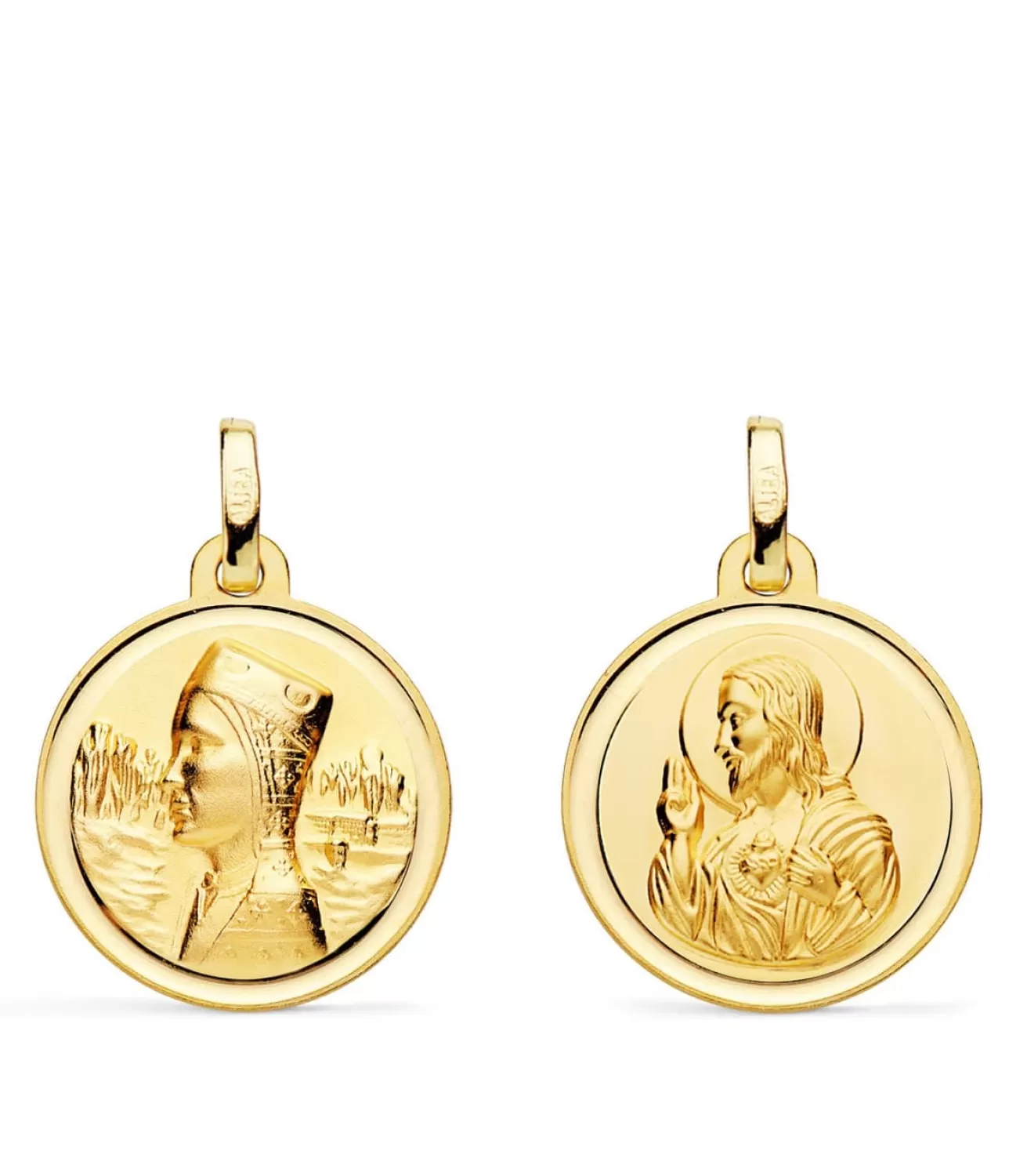 Escapulario Montserrat Y Corazon De Jesus Oro 18K 18Mm Bisel<Alda Joyeros Shop