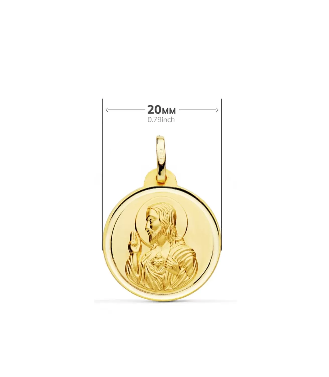 Escapulario Montserrat Y Corazon De Jesus Oro 18K 20Mm Bisel<Alda Joyeros New