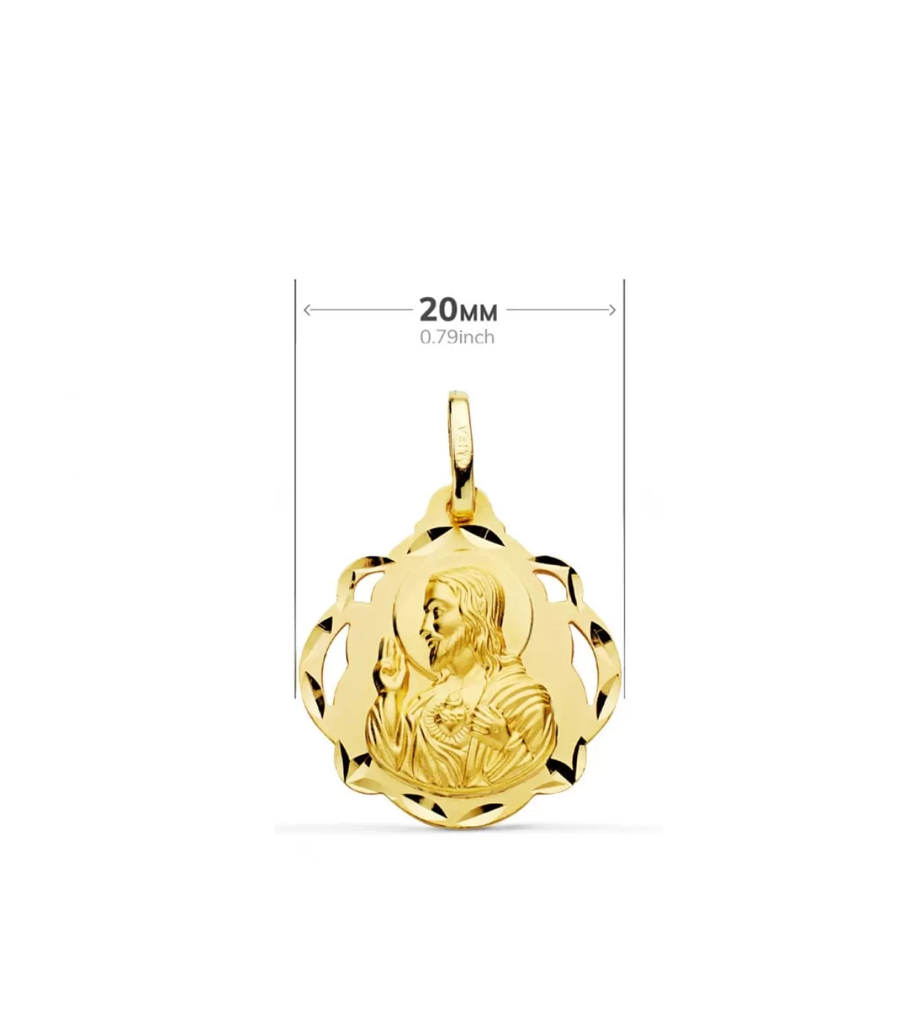 Escapulario V. Carmen Y C. Jesus Oro 18 K 20 Mm Pandereta<Alda Joyeros Store