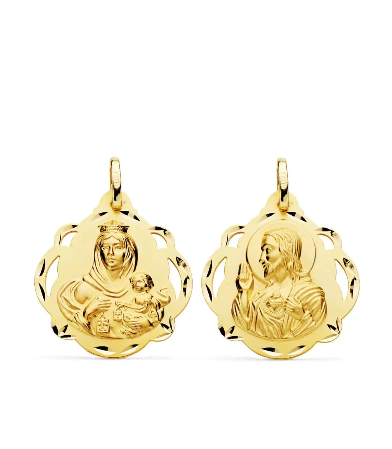 Escapulario V. Carmen Y C. Jesus Oro 18 K 24 Mm Pandereta<Alda Joyeros Discount