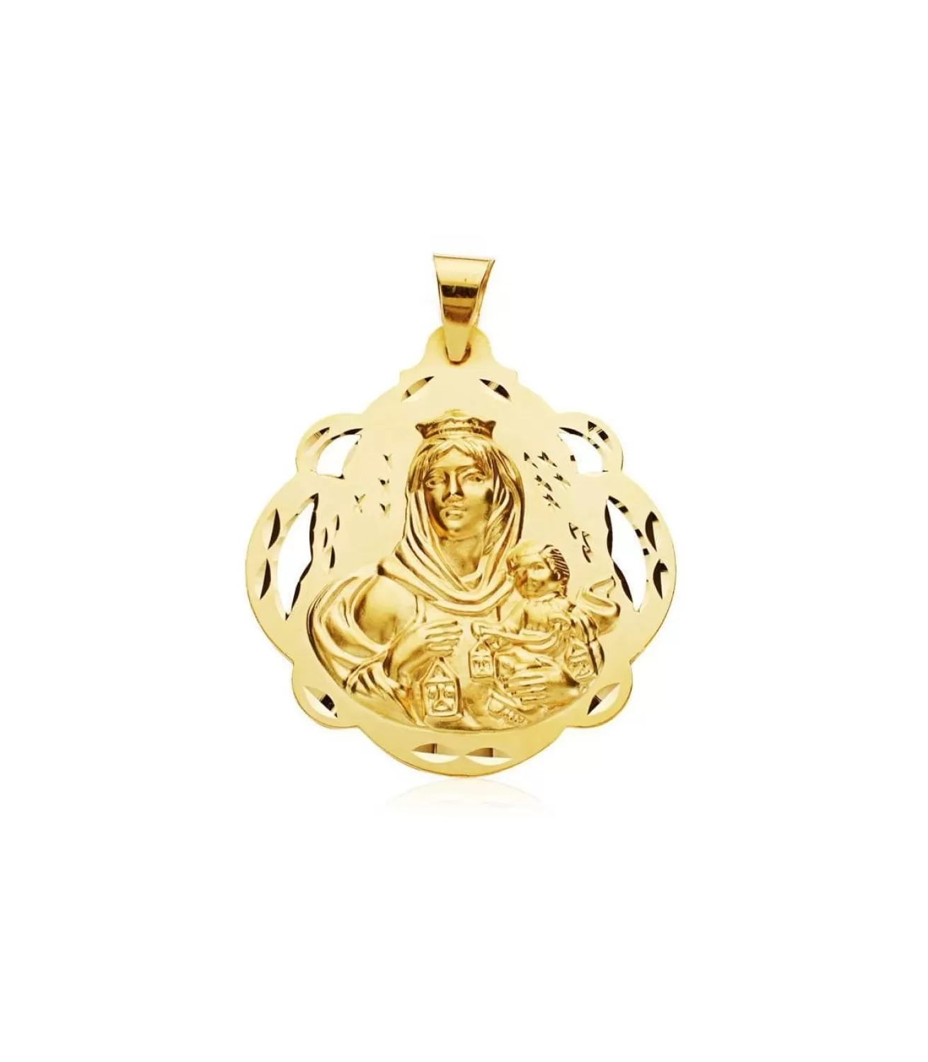 Escapulario V. Carmen Y C. Jesus Oro 18 K 42 Mm Pandereta<Alda Joyeros Flash Sale