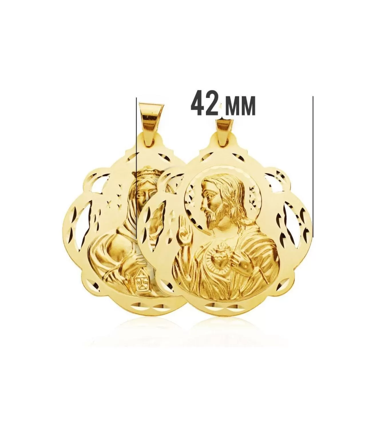 Escapulario V. Carmen Y C. Jesus Oro 18 K 42 Mm Pandereta<Alda Joyeros Flash Sale