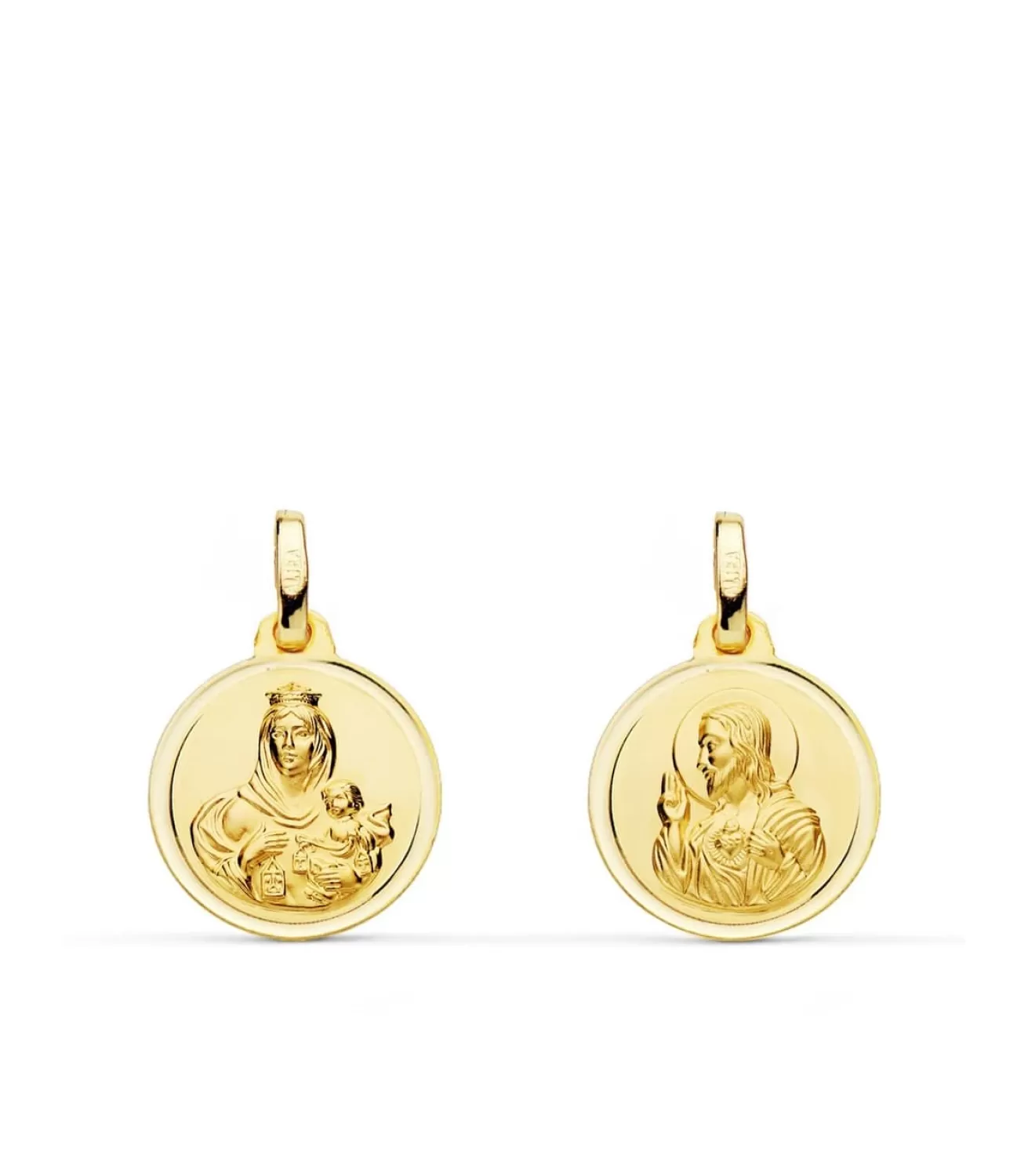Escapulario V. Carmen Y C. Jesus Oro 18K 14 Mm Bisel<Alda Joyeros Discount