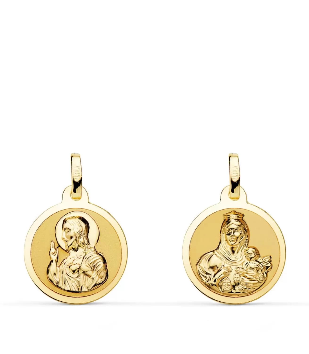 Escapulario V. Carmen Y C. Jesus Oro 18K 14 Mm Brillo<Alda Joyeros Hot