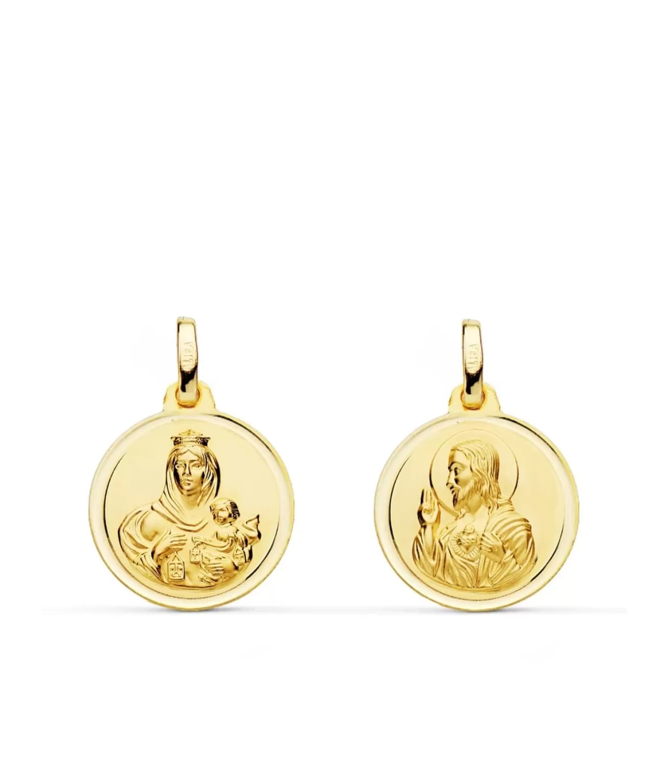 Escapulario V. Carmen Y C. Jesus Oro 18K 16 Mm Bisel<Alda Joyeros Outlet