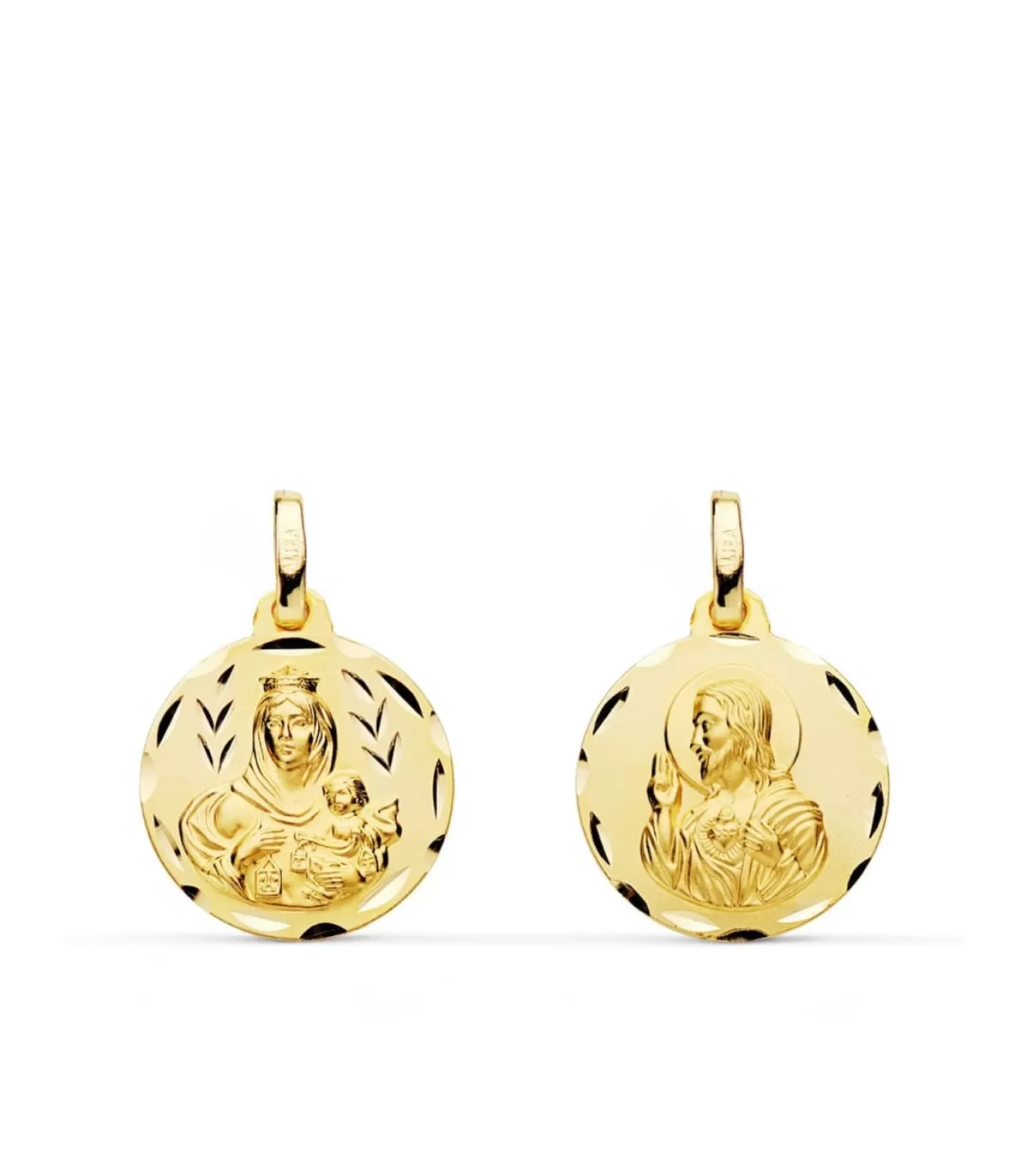 Escapulario V. Carmen Y C. Jesus Oro 18K 16Mm Tallado<Alda Joyeros Cheap